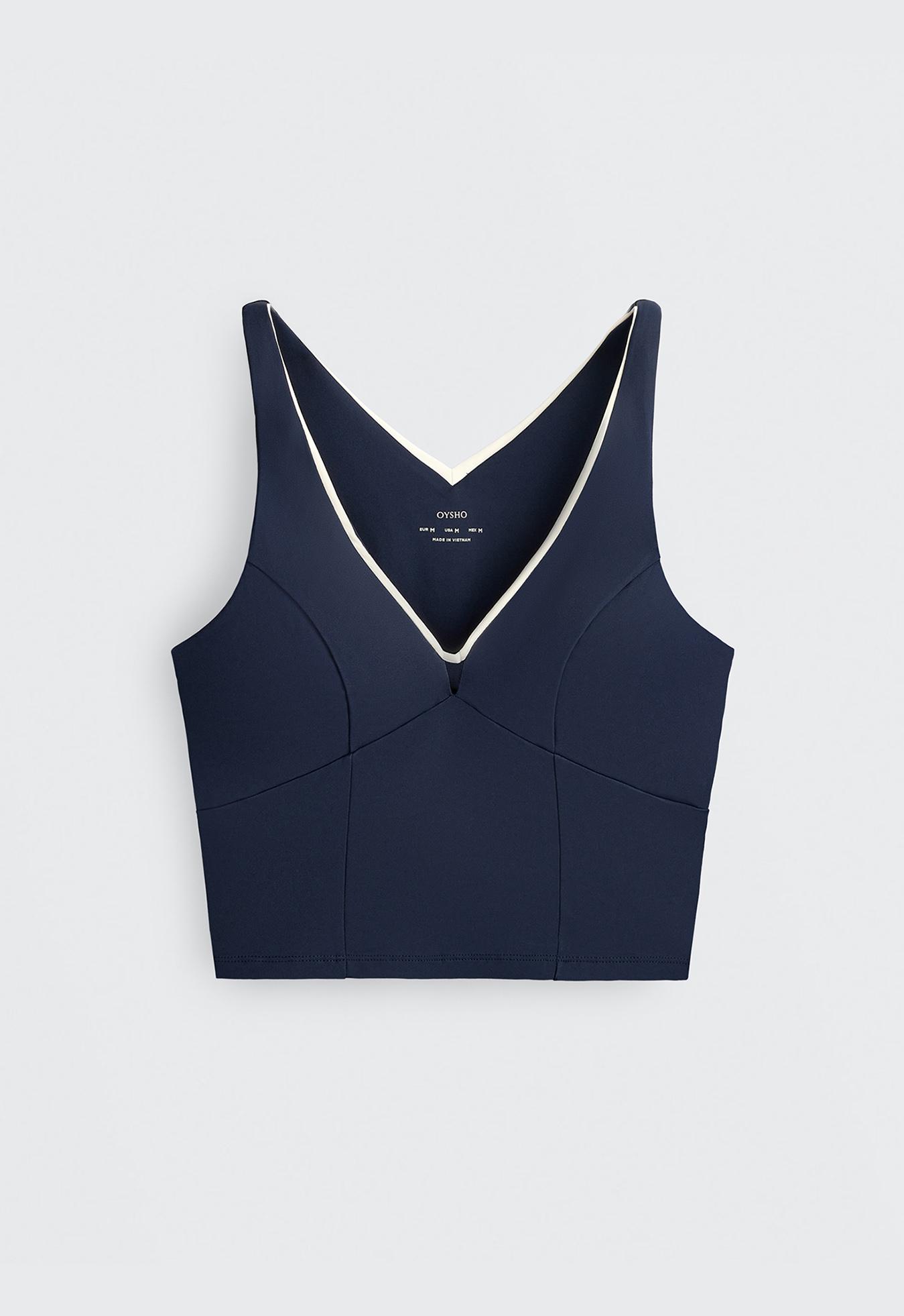 Comfortlux V-neck strappy tank top — NAVY BLUE