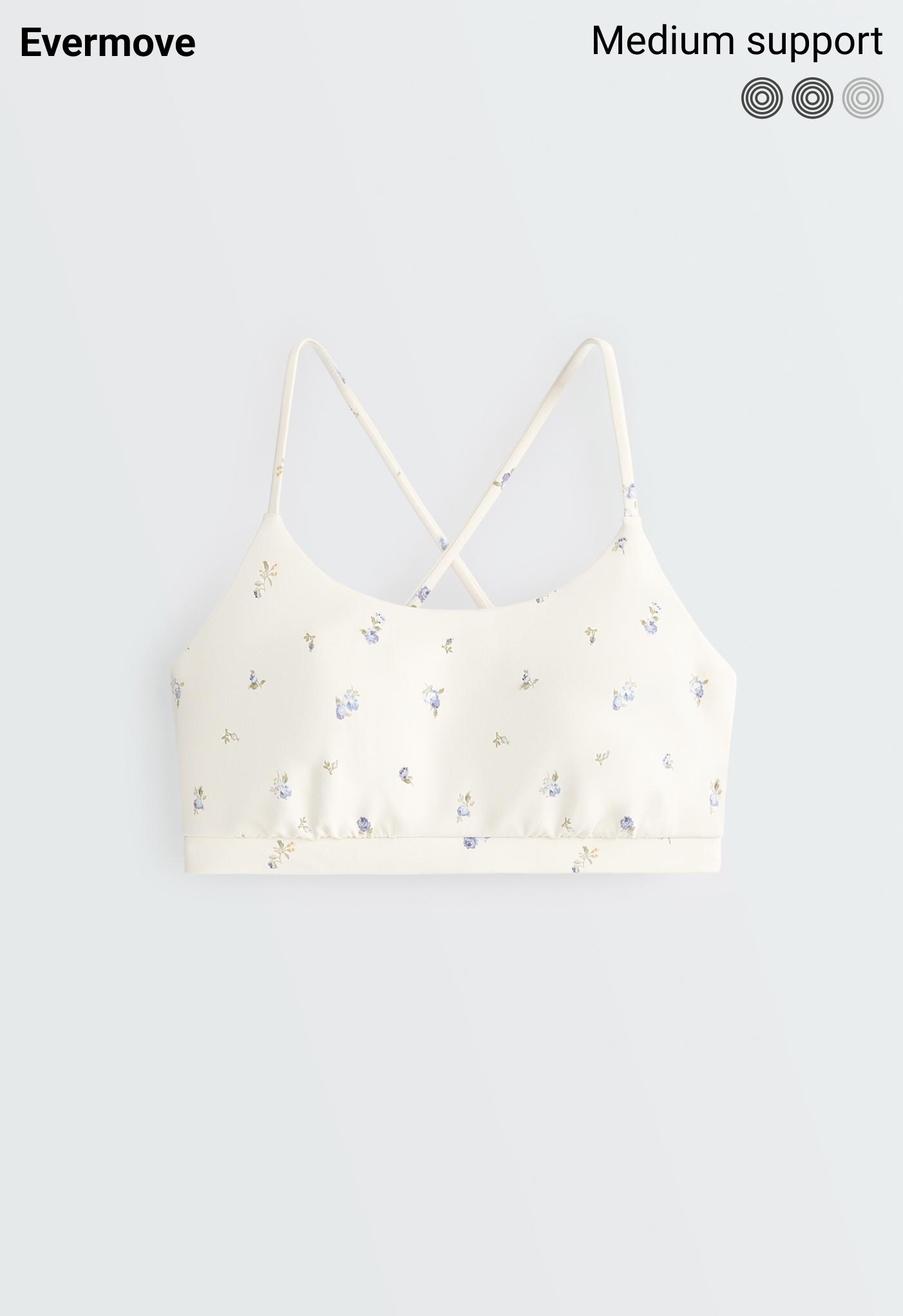 Evermove low-support floral sports bra — PALE ECRU