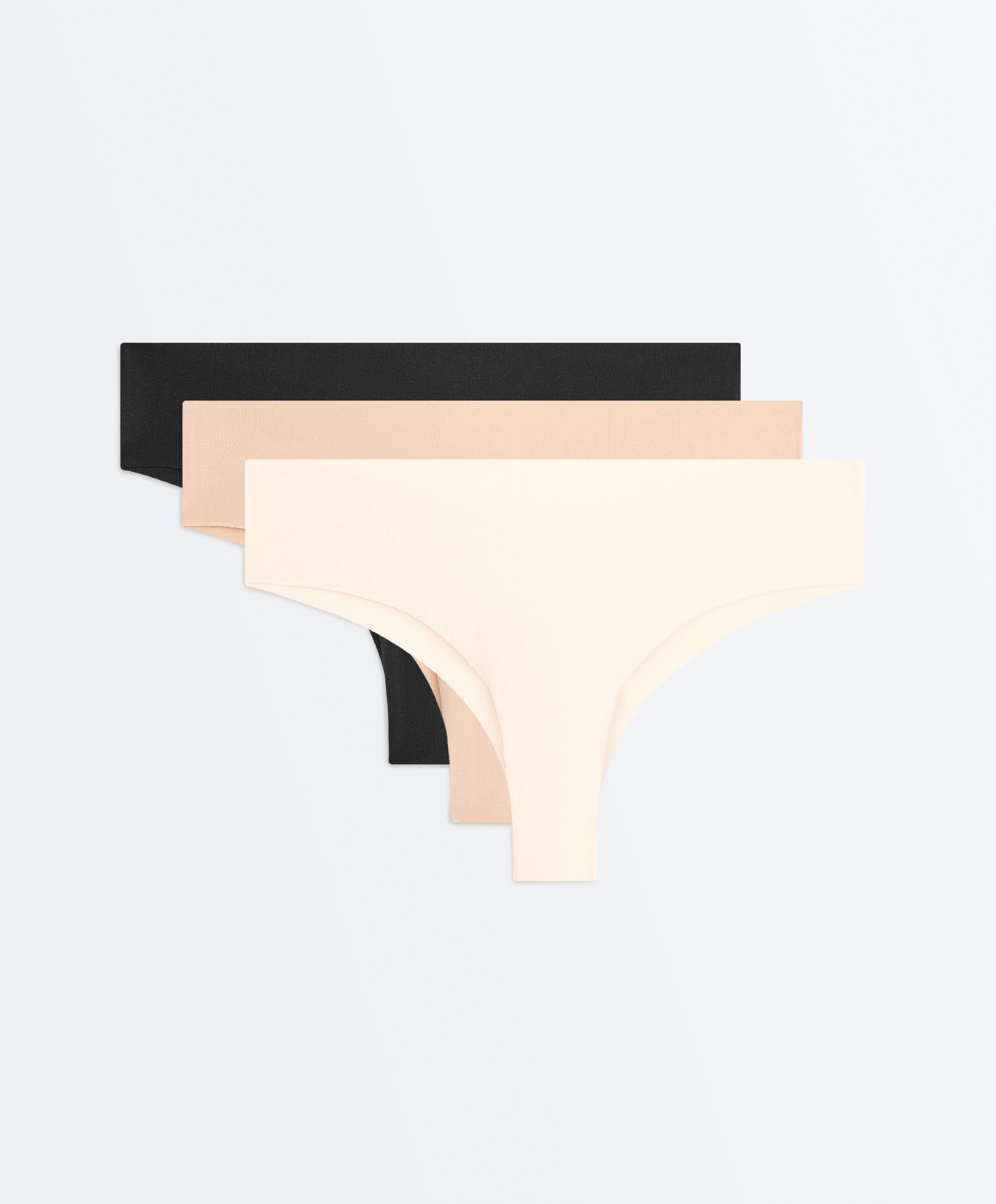 3 invisible cotton blend Brazilian briefs