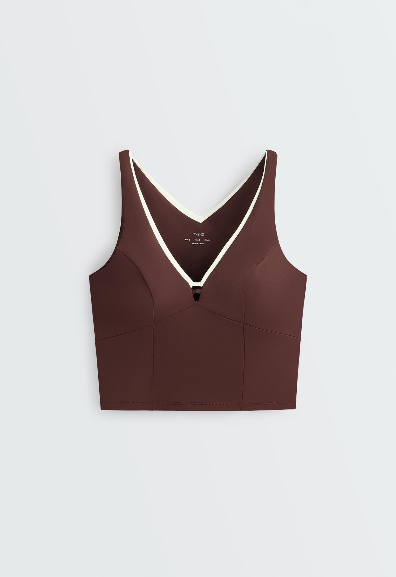 Comfortlux strap tank top V-neck — CHOCOLATE