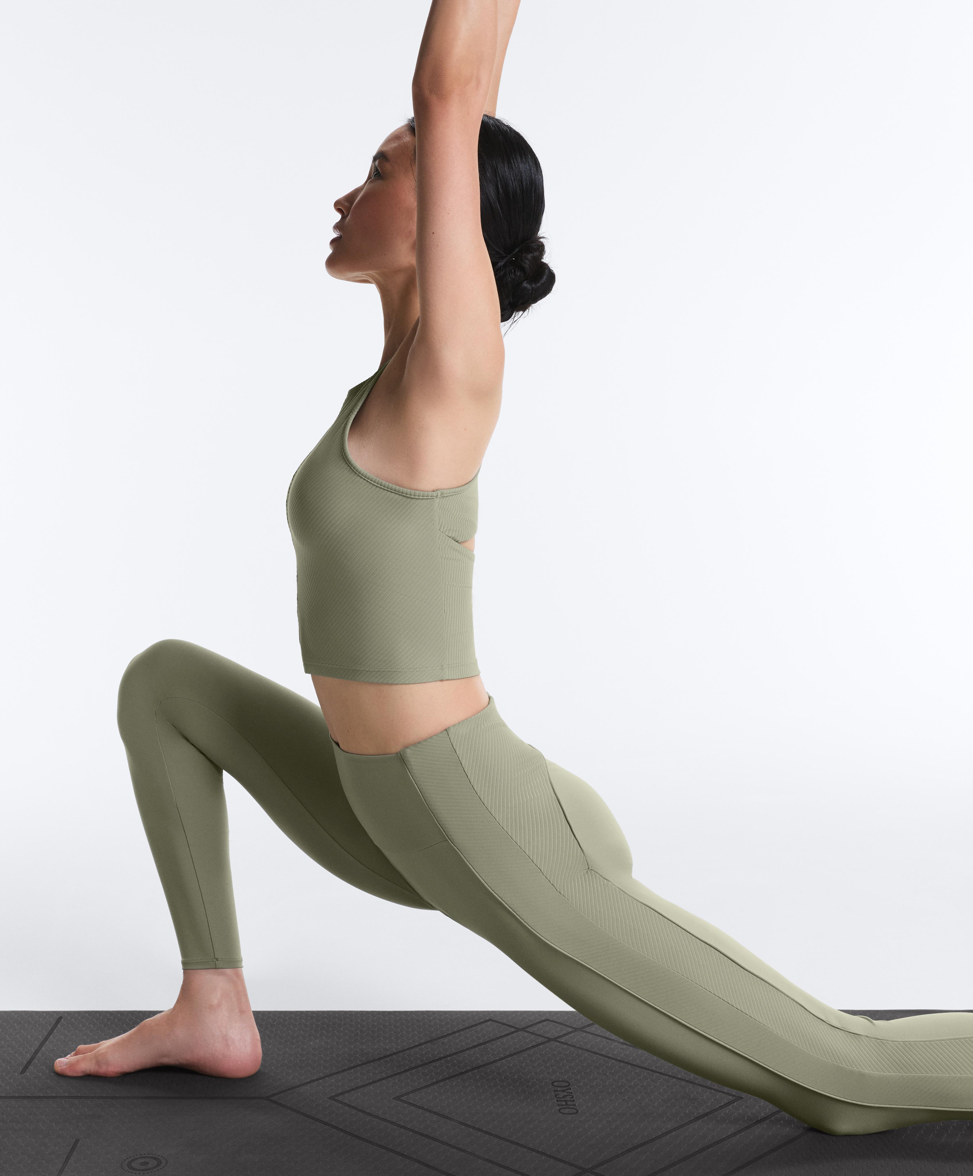 Comfortlux high-rise rib ankle-length leggings — PALE GREEN