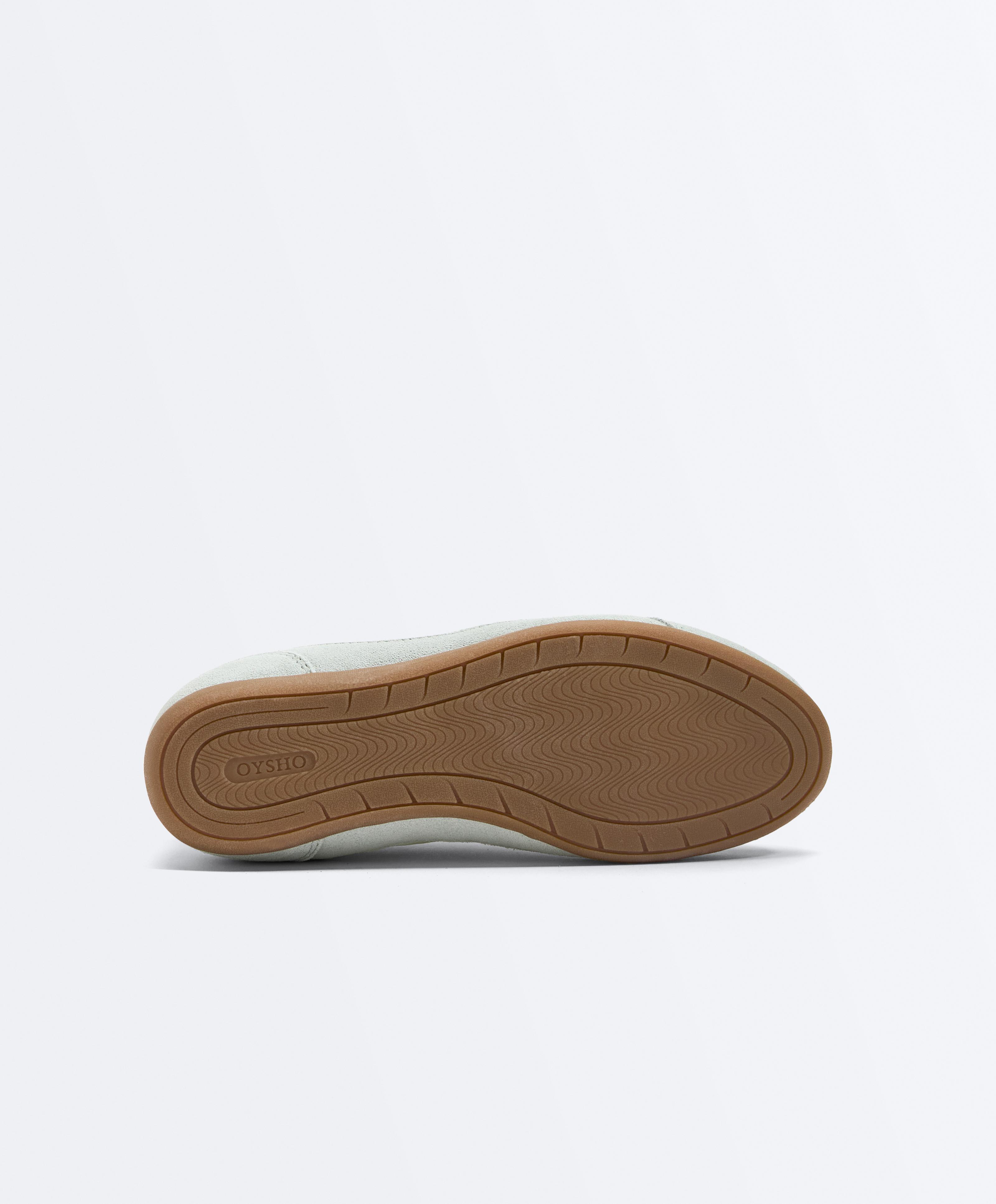 Combined split-leather and fabric trainers — GREEN