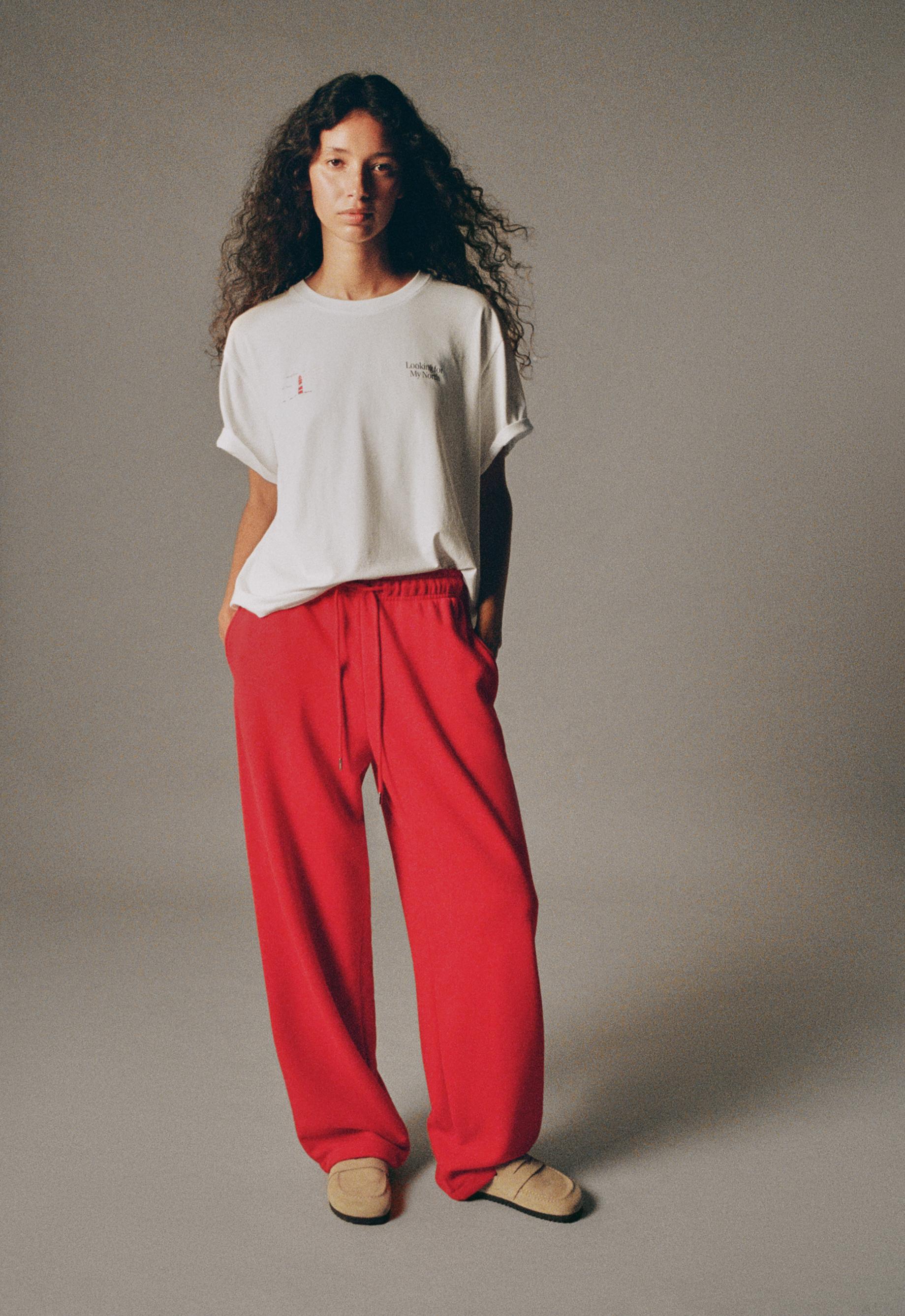 Cotton blend fleece straight-leg trousers Cotton blend fleece straight-leg trousers