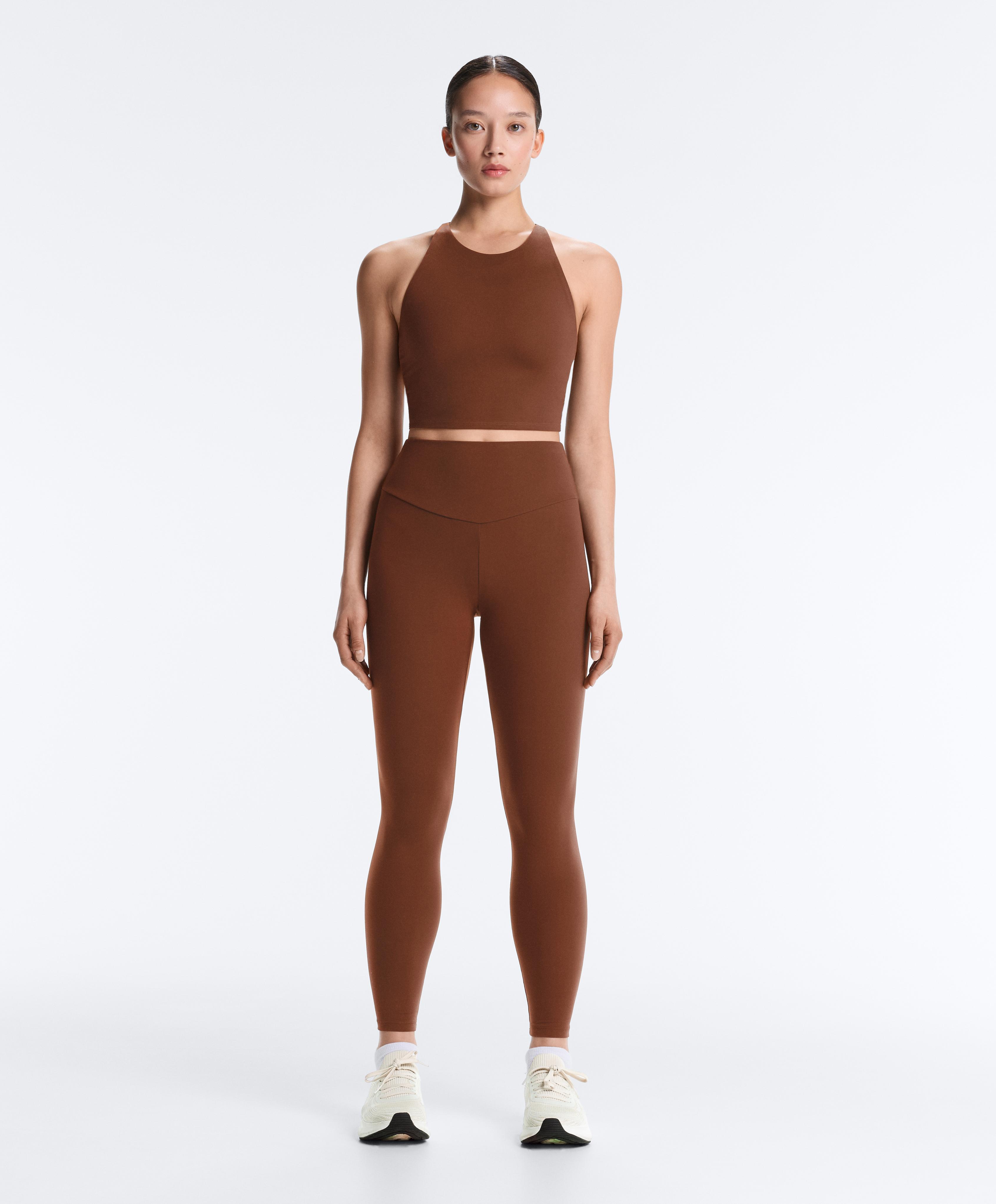 Comfortlux strappy tank top with cups — COFFEE