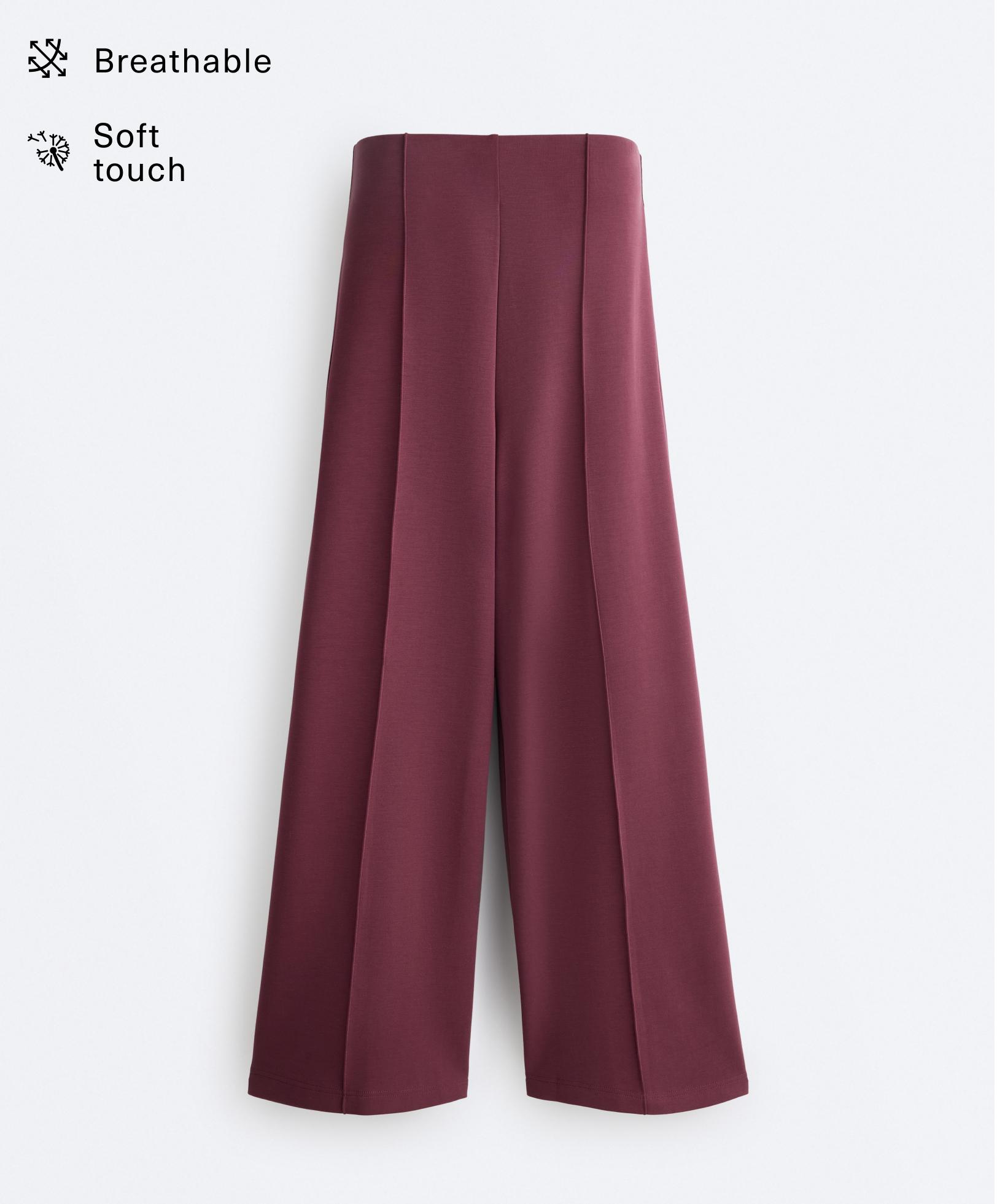 Straight-leg trousers with modal and crease — CHERRY