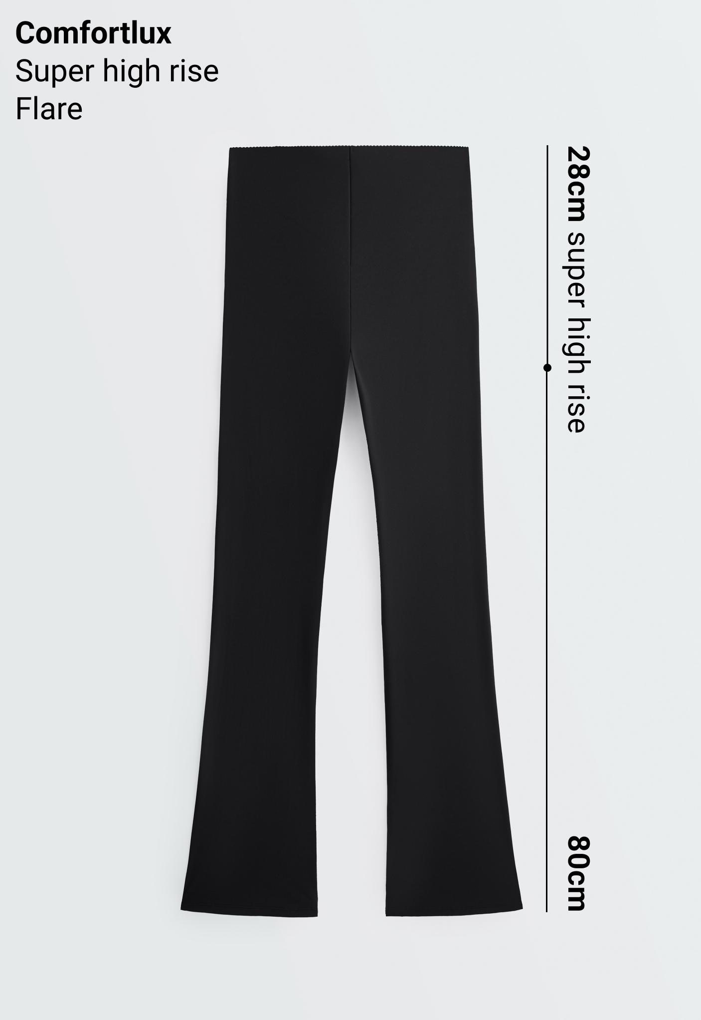 Super high rise Comfortlux flare trousers — BLACK