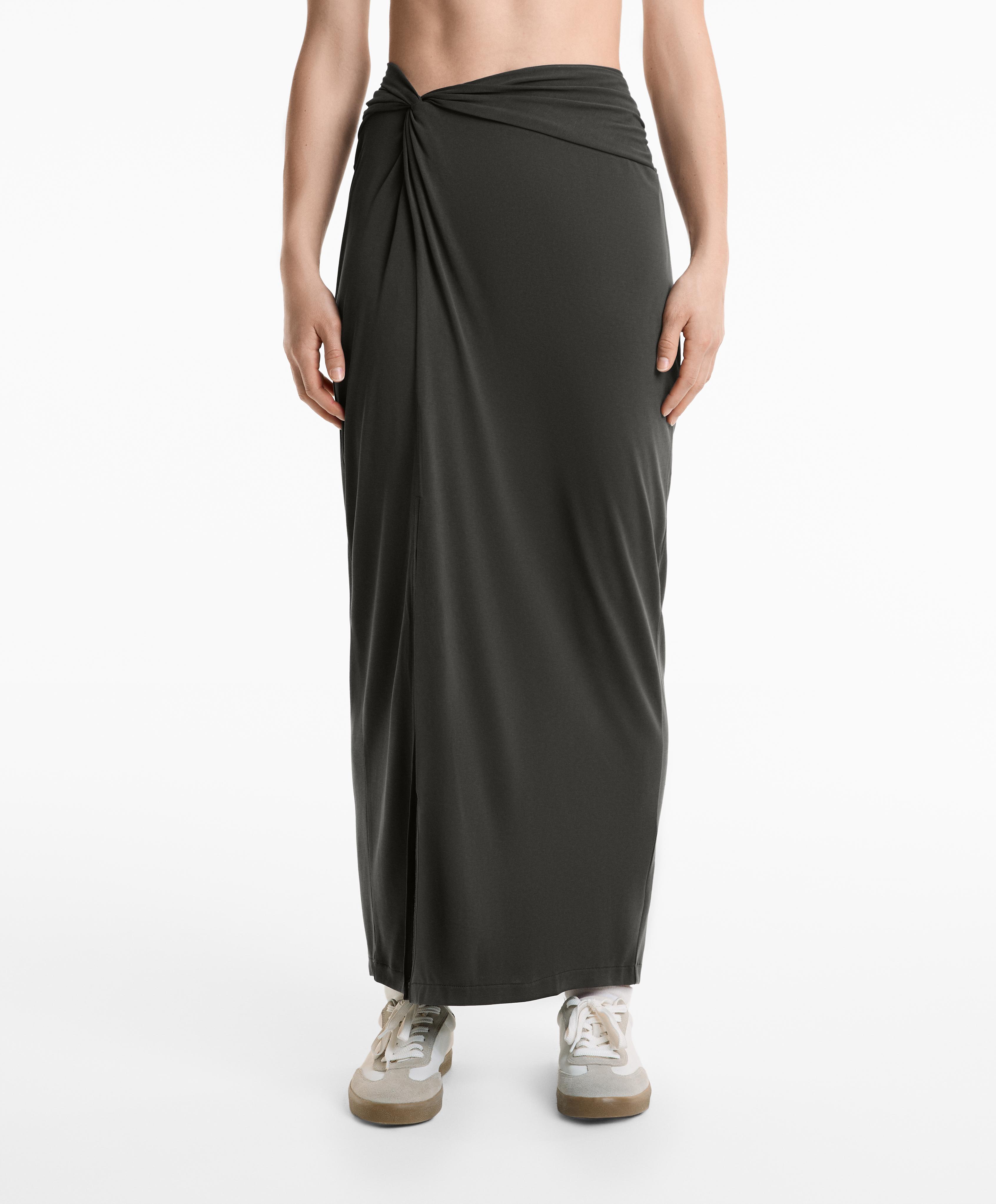 Flowy tie midi skirt with modal Flowy tie midi skirt with modal