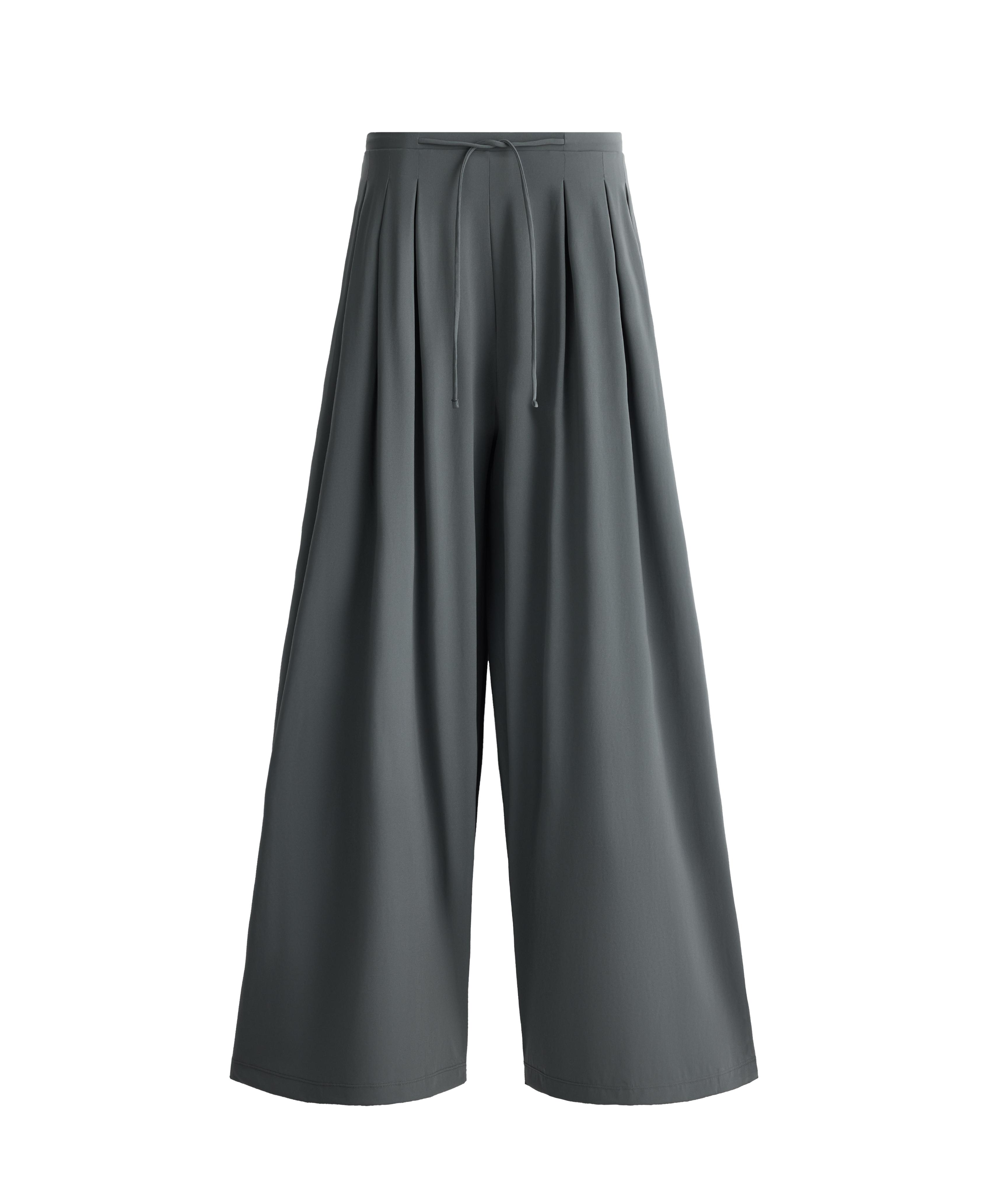 Light Touch wide-leg trousers with darts — STEEL GREY