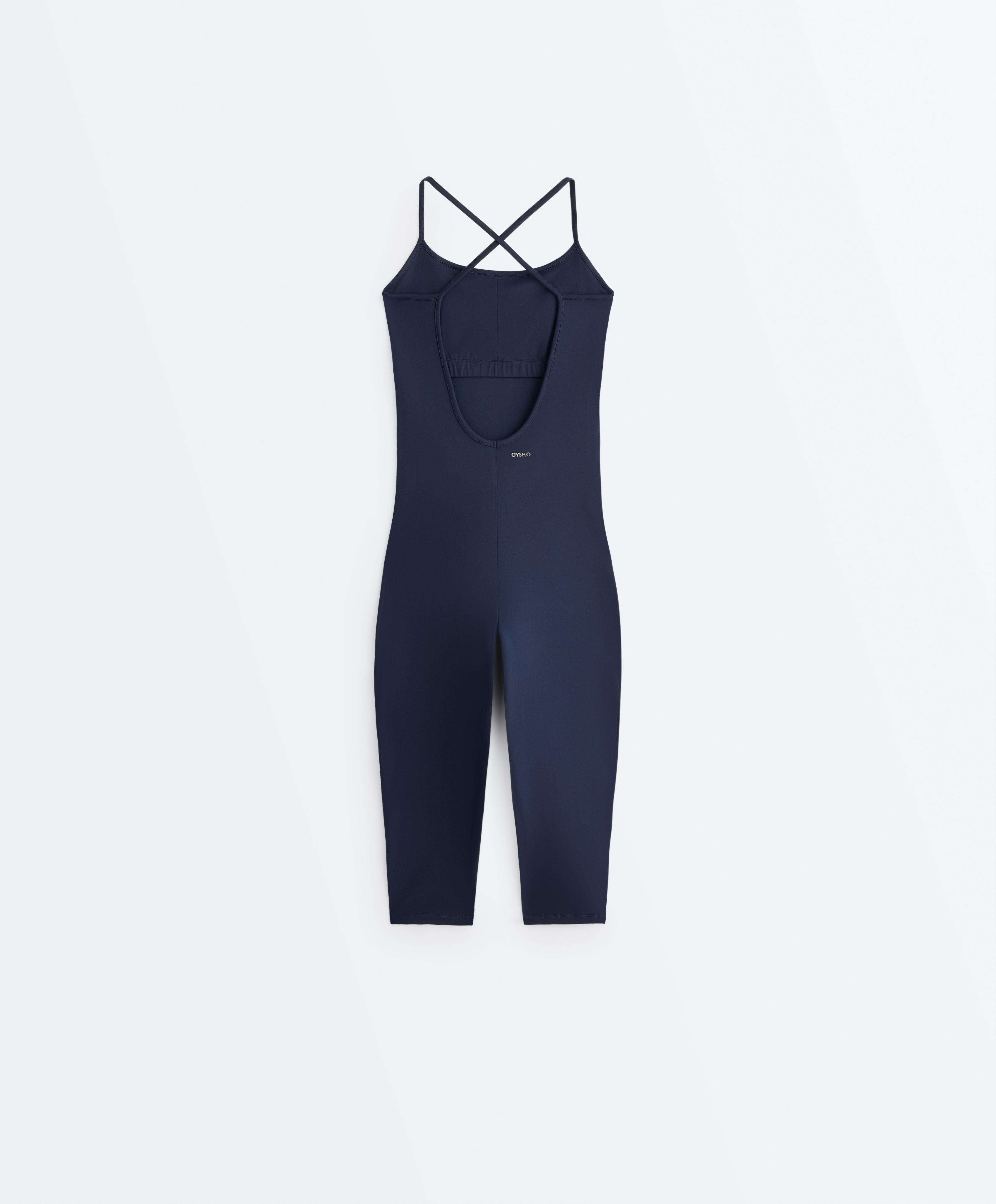 Crossover back Comfortlux capri jumpsuit — NAVY BLUE