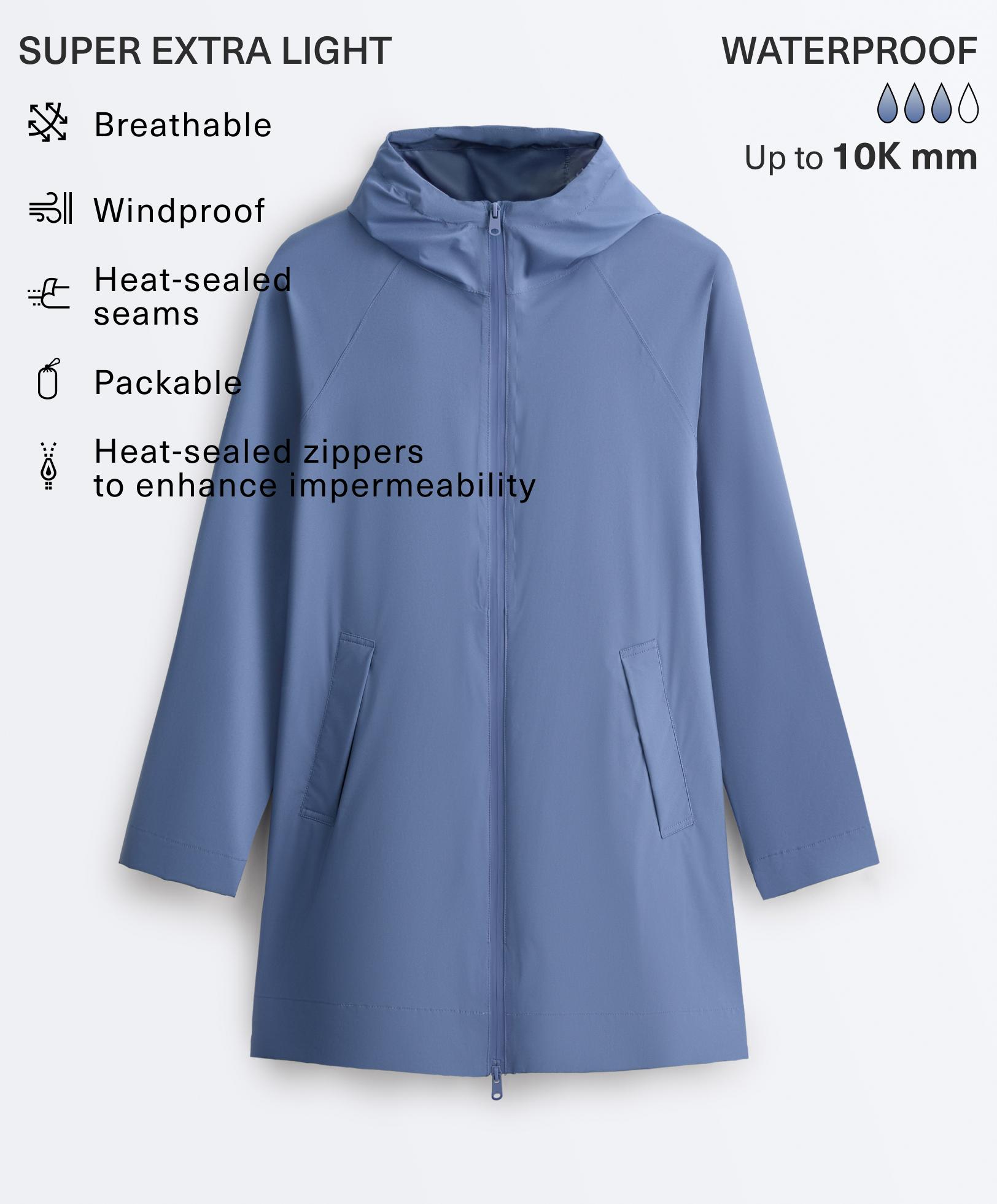 Packable super extra lightweight 10k waterproof jacket — BRIGHT GREY-BLUE
