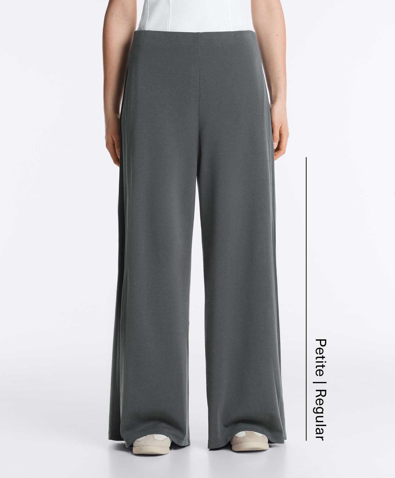 Soft-touch wide-leg trousers with side pleat and modal — ASPHALT