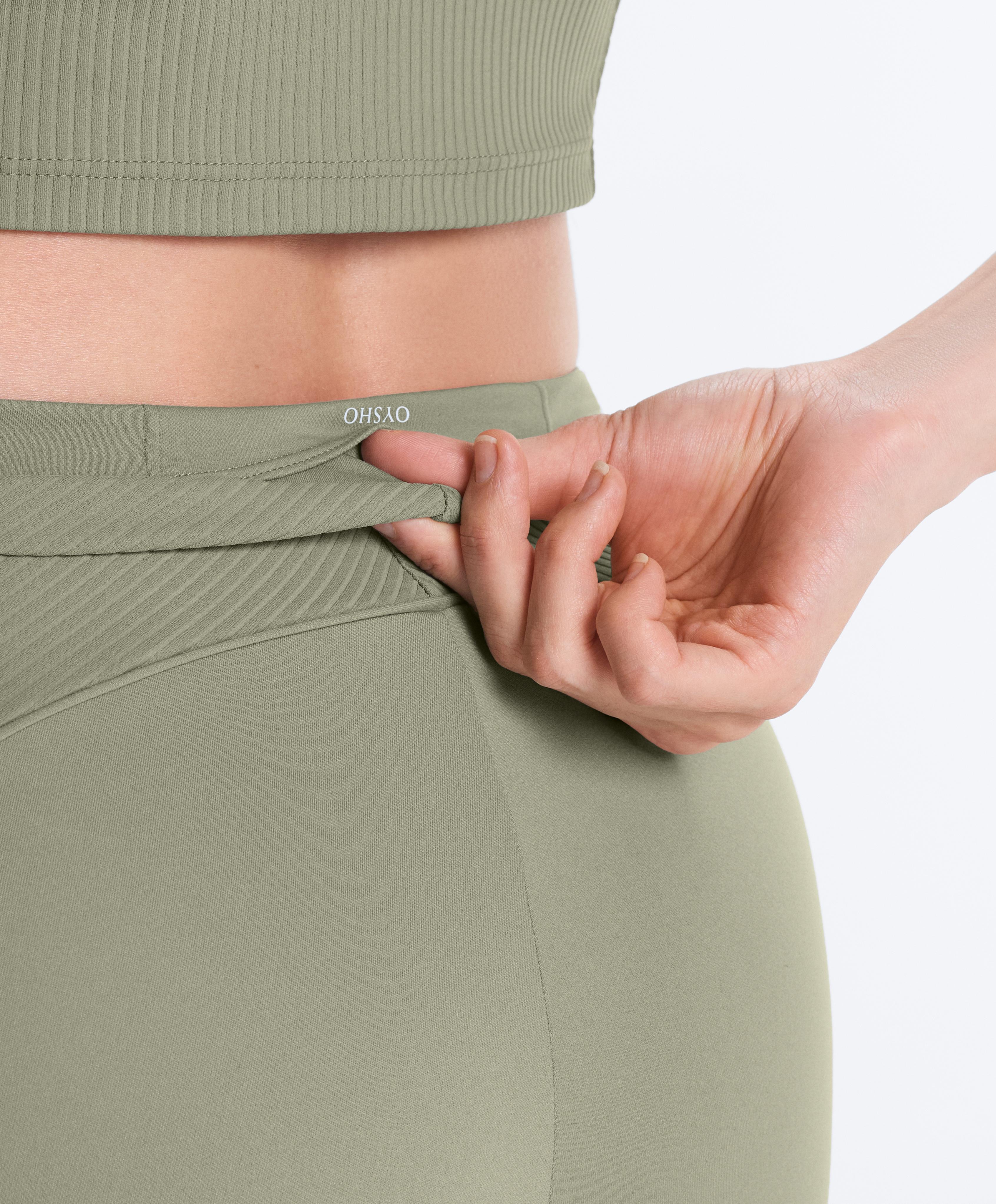 Comfortlux high-rise rib ankle-length leggings — PALE GREEN