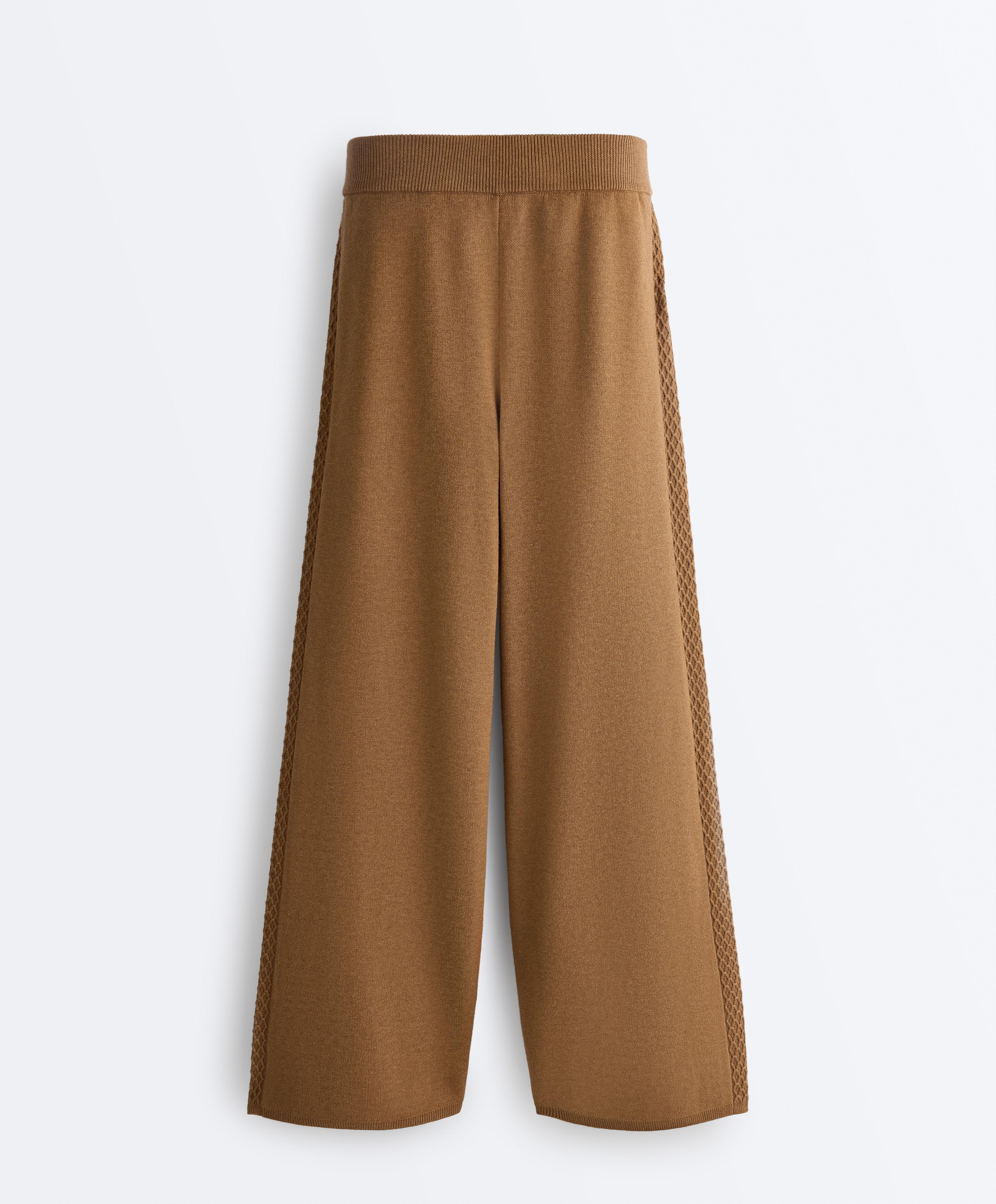 Straight-leg trousers with side knit structure — COPPER