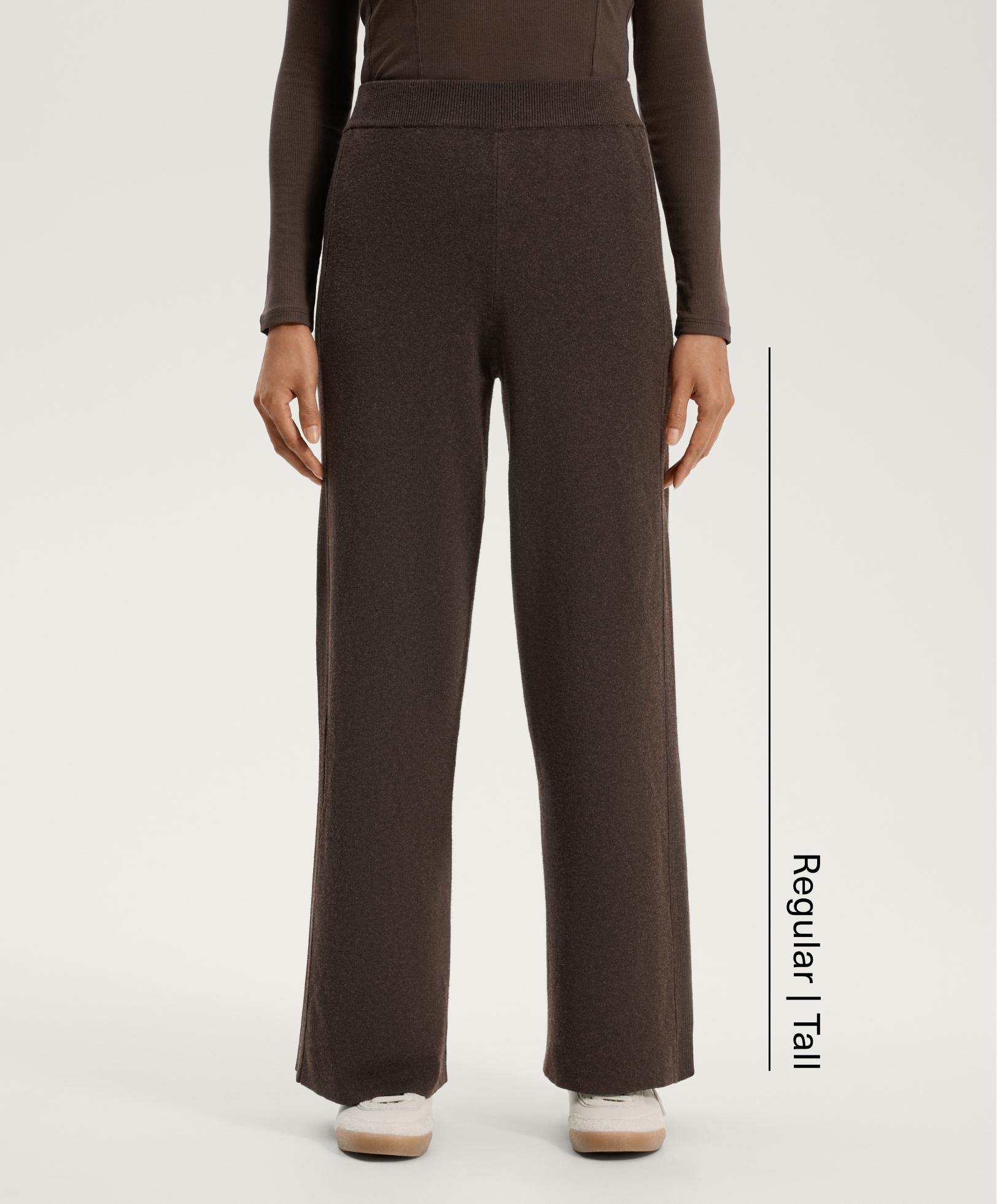 Πλεκτό ίσιο παντελόνι με rib στο πλάι