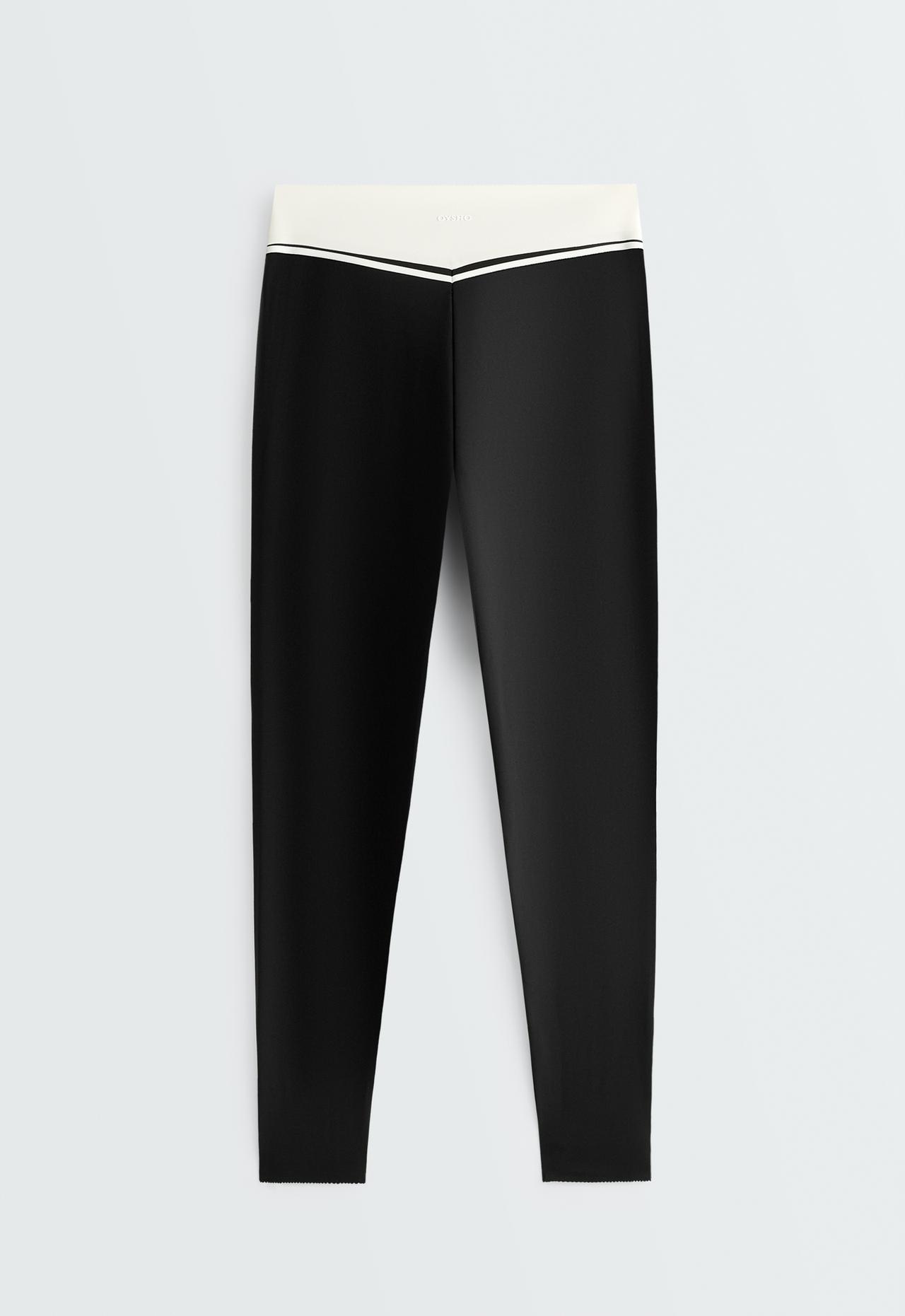 ankle-length High rise Compressive Core control block leggings — BLACK