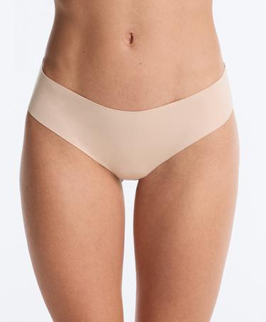 3 invisible cotton blend laser-cut Brazilian briefs — BEIGE 2