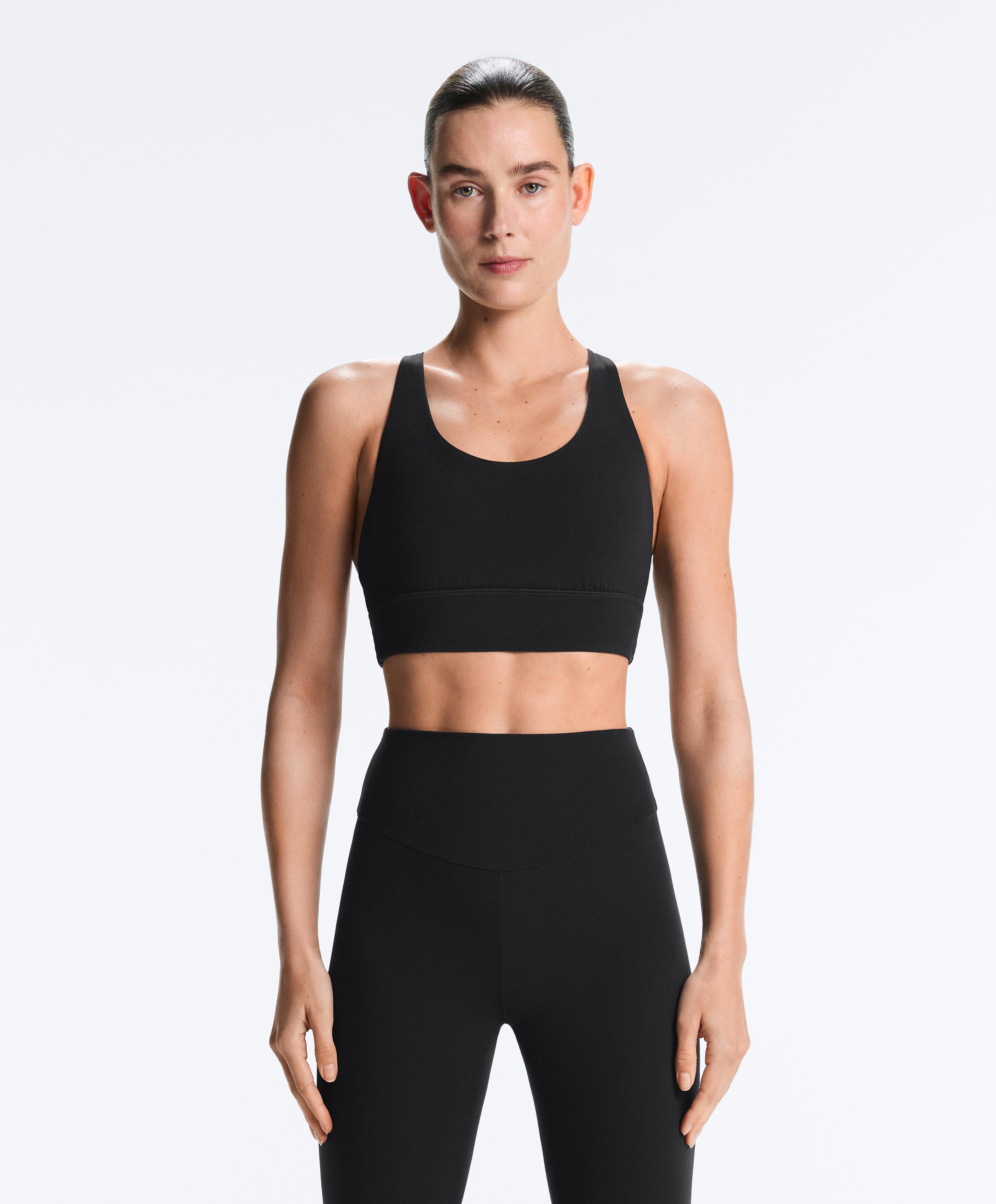 Medium-support Comfortlux sports bra with cups — BLACK
