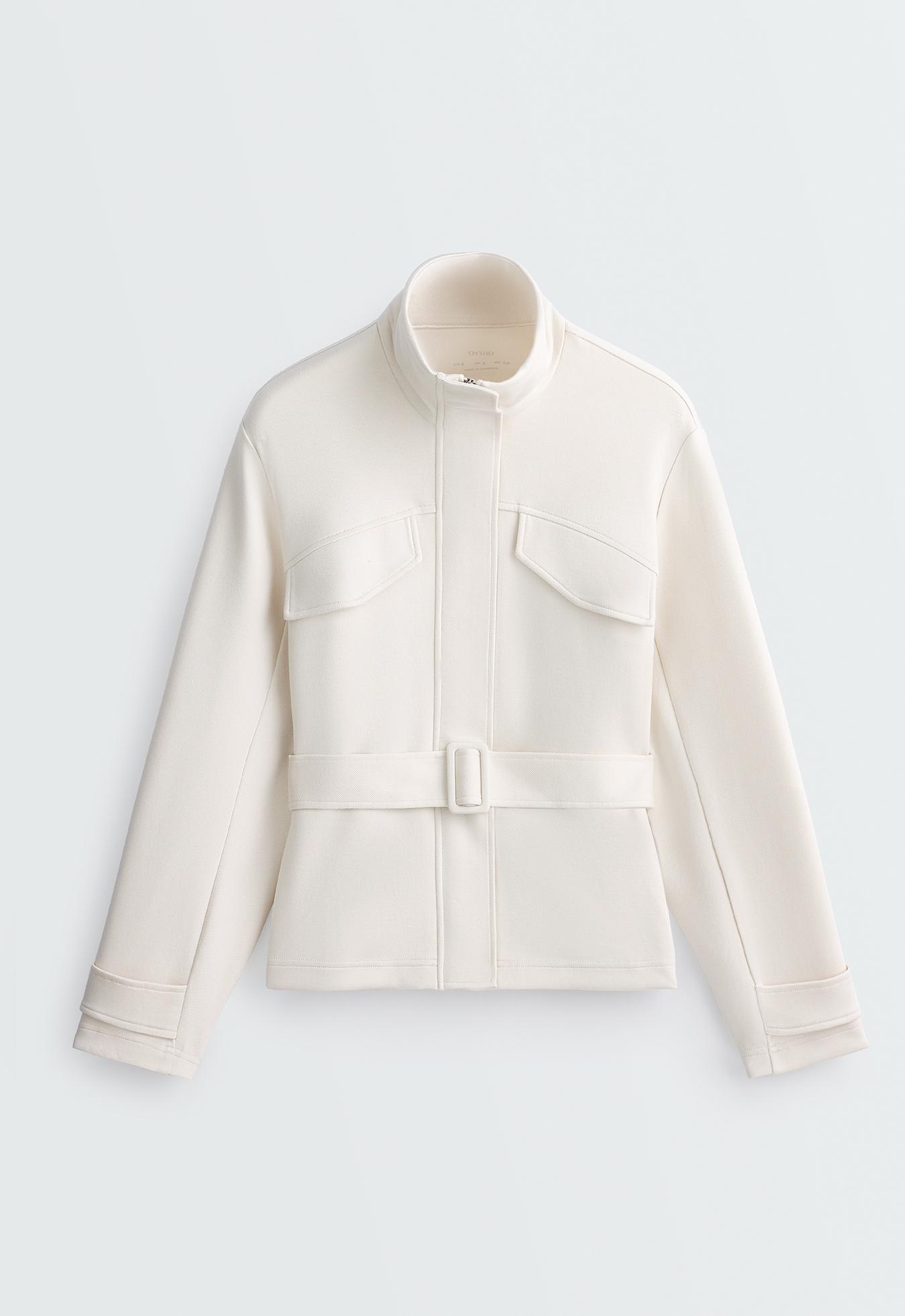 Belted jacket with pockets — PALE ECRU