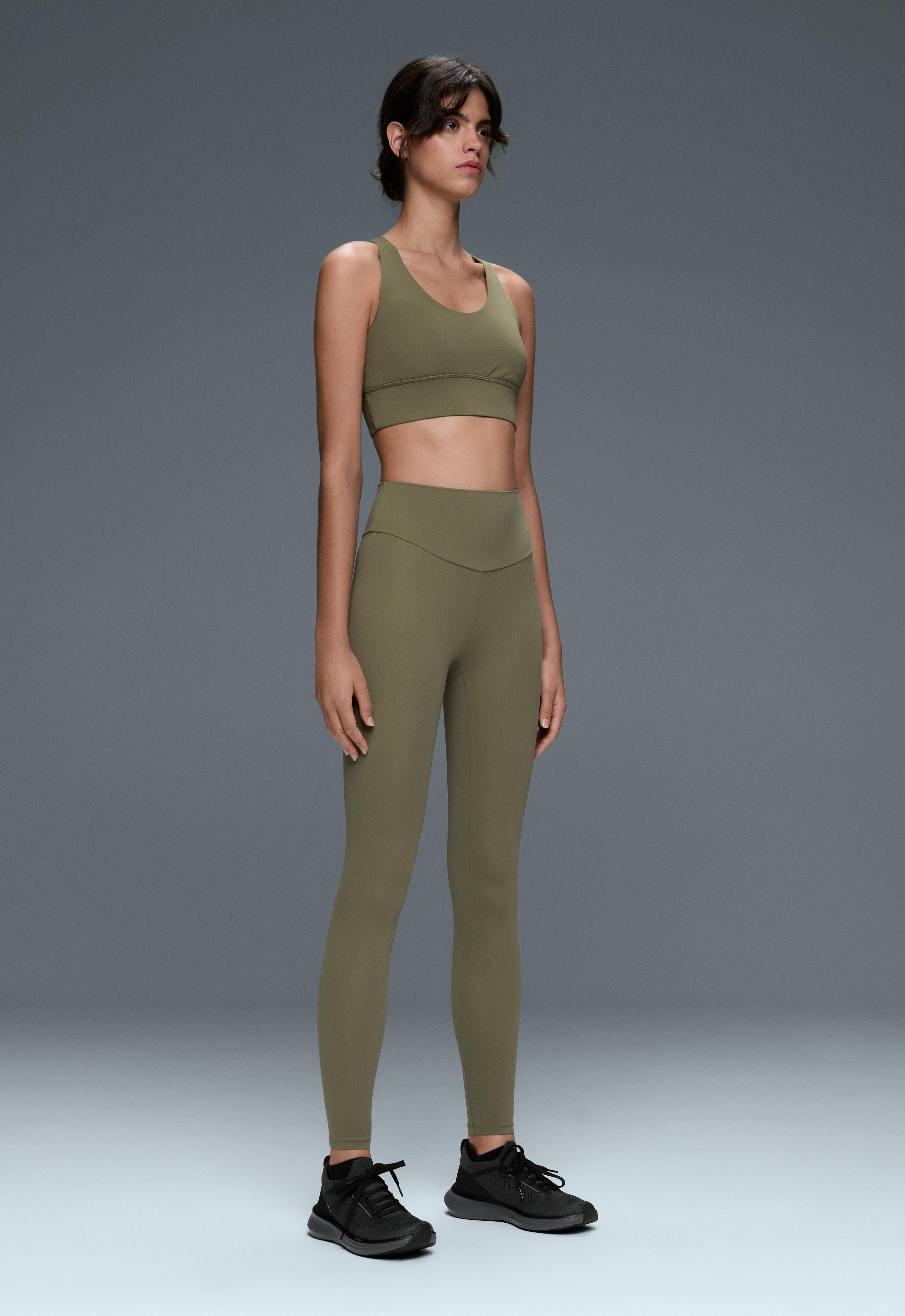 Comfortlux high-waisted ankle-length leggings — DARK KHAKI