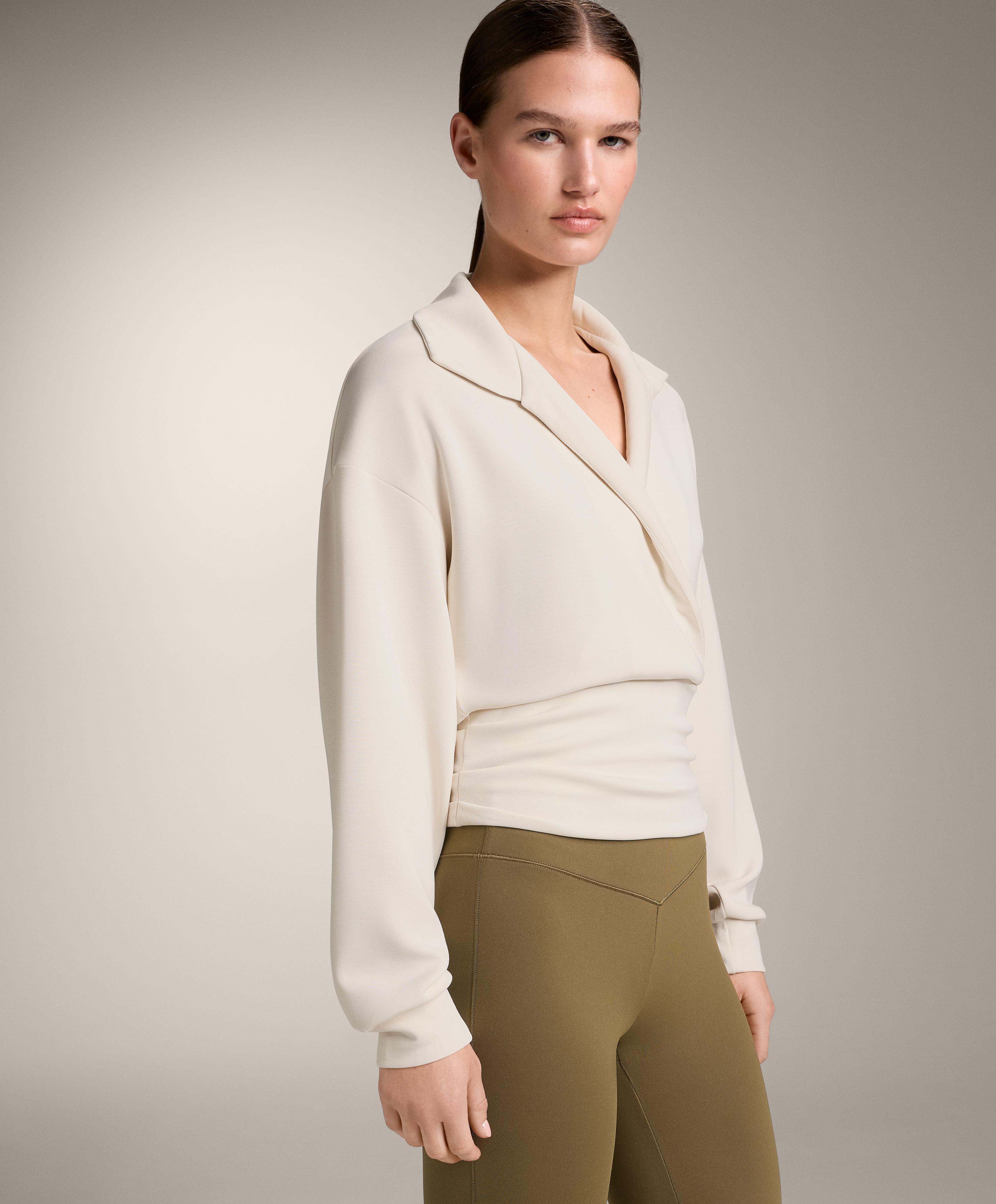 Sweat croisé à col polo avec modal toucher doux Sweat croisé à col polo avec modal toucher doux