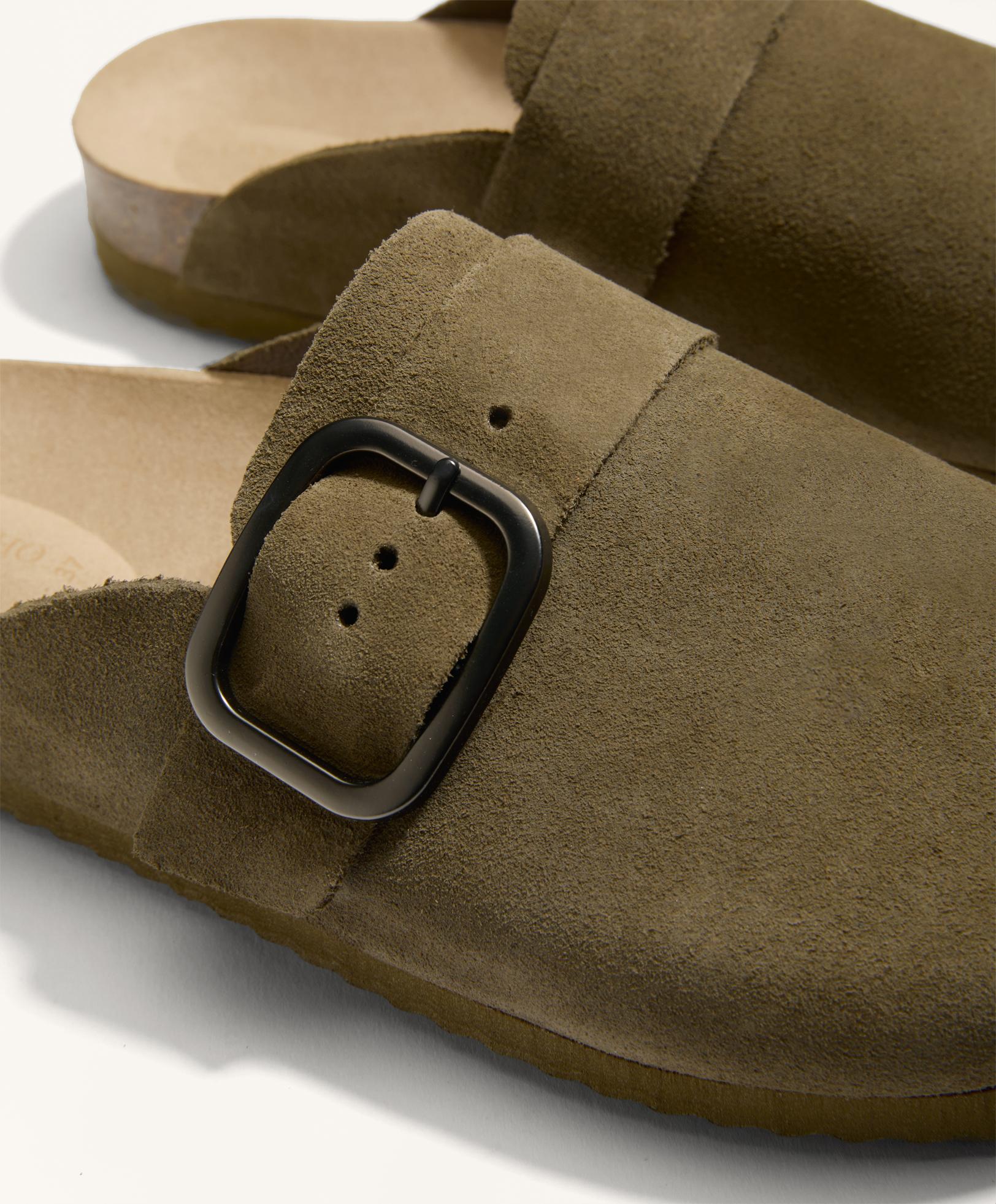 Buckled split-leather mules Buckled split-leather mules