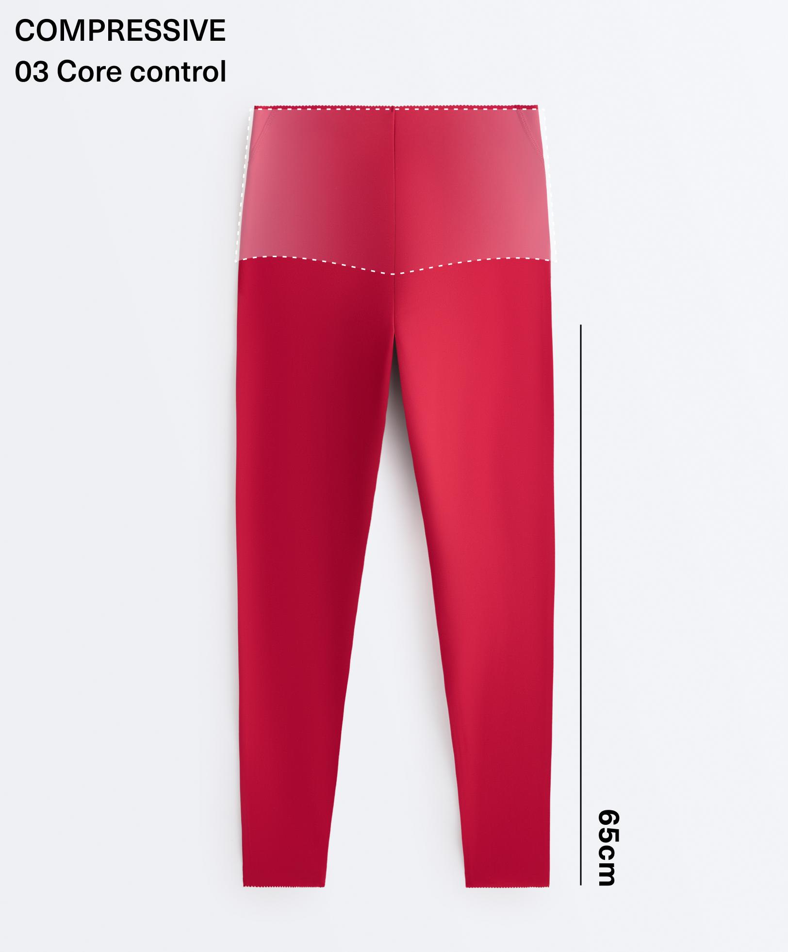 Compressive high-rise core-control ankle-length leggings — RED