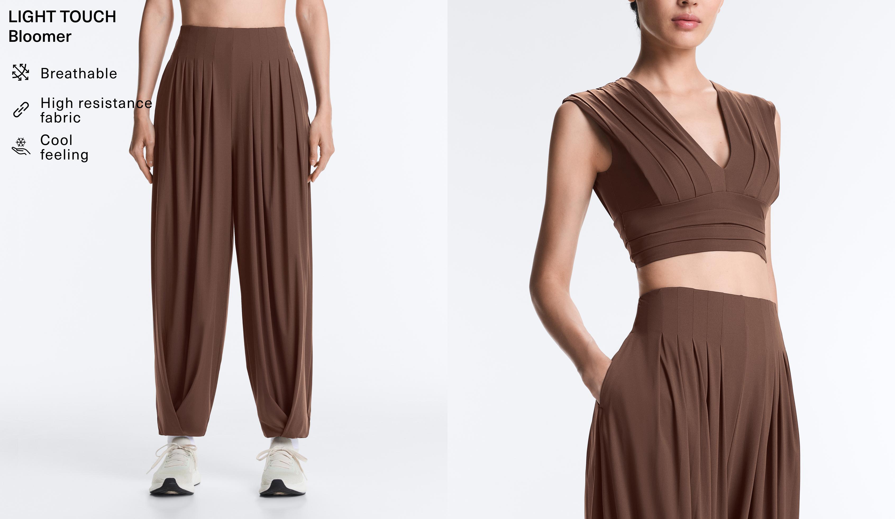 Light Touch long bloomer trousers — MID-BROWN