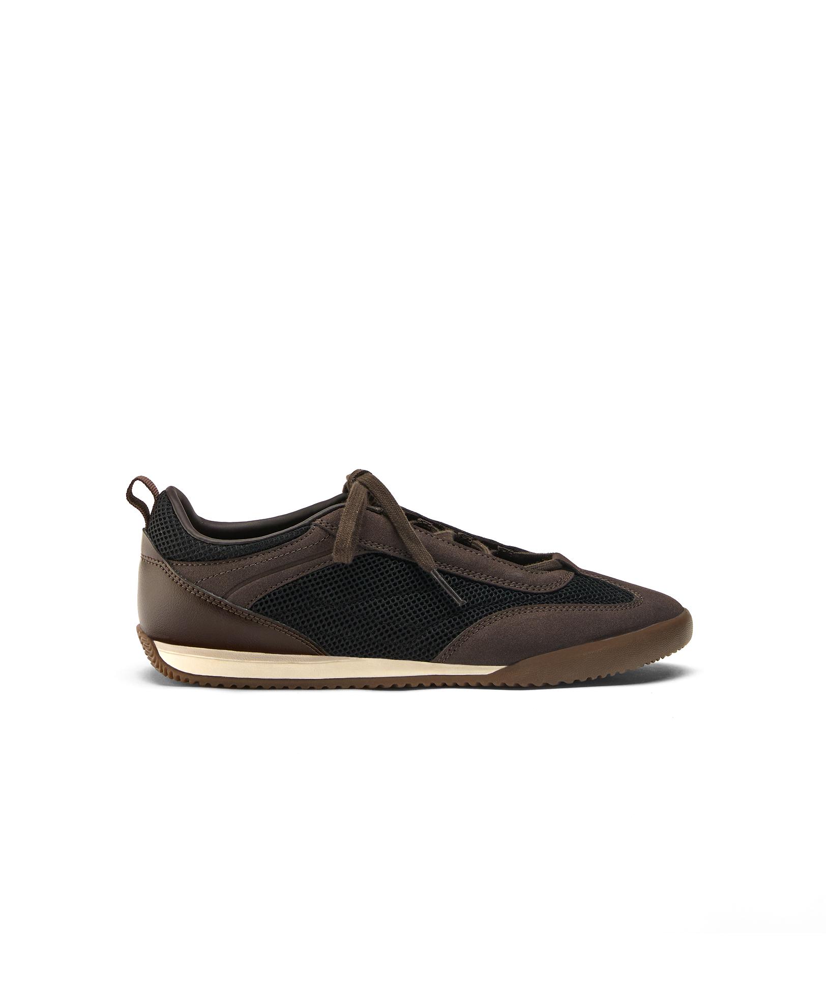 Mixed-material mesh trainers — CHOCOLATE