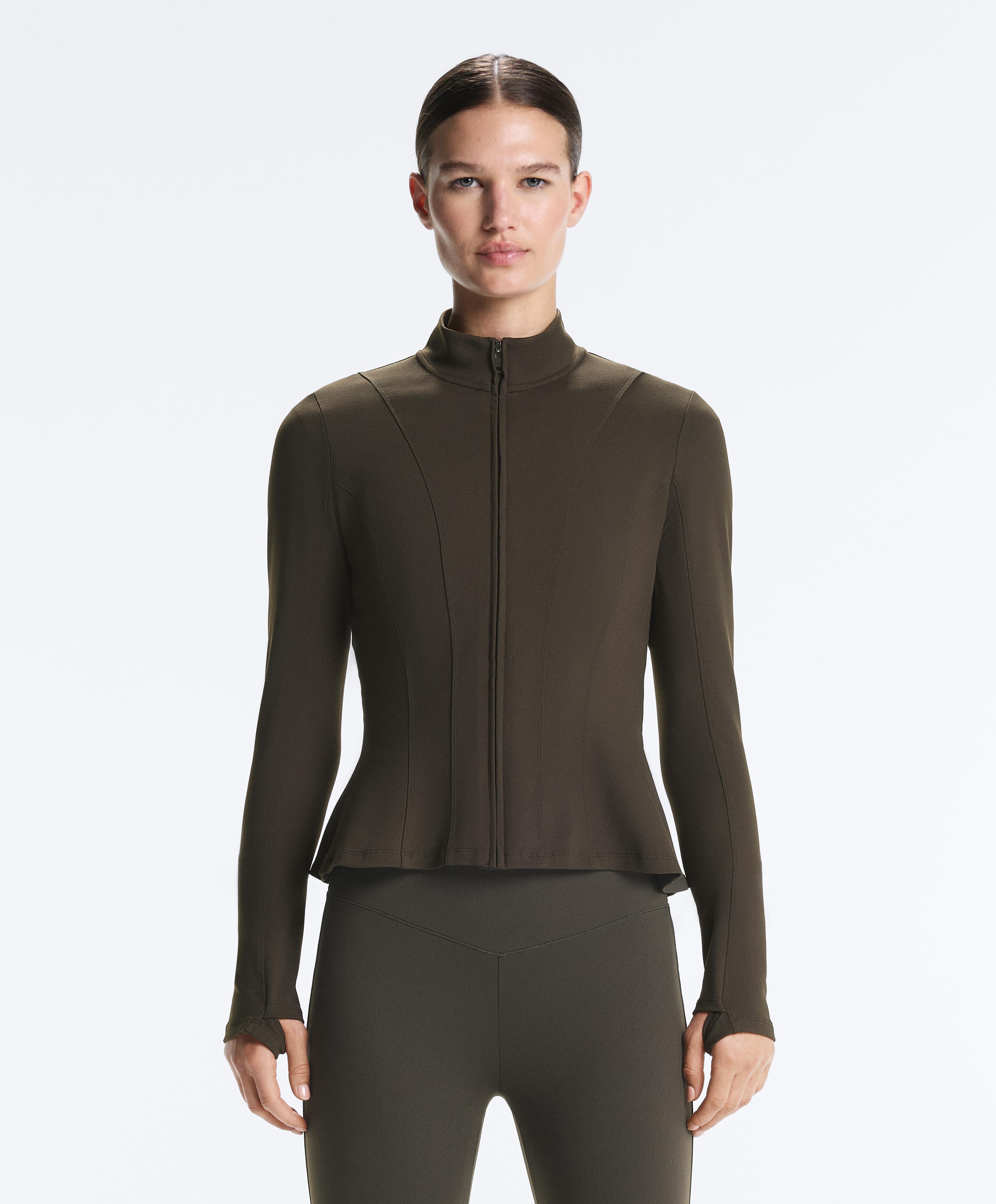 Evermove peplum technical jacket — BROWN