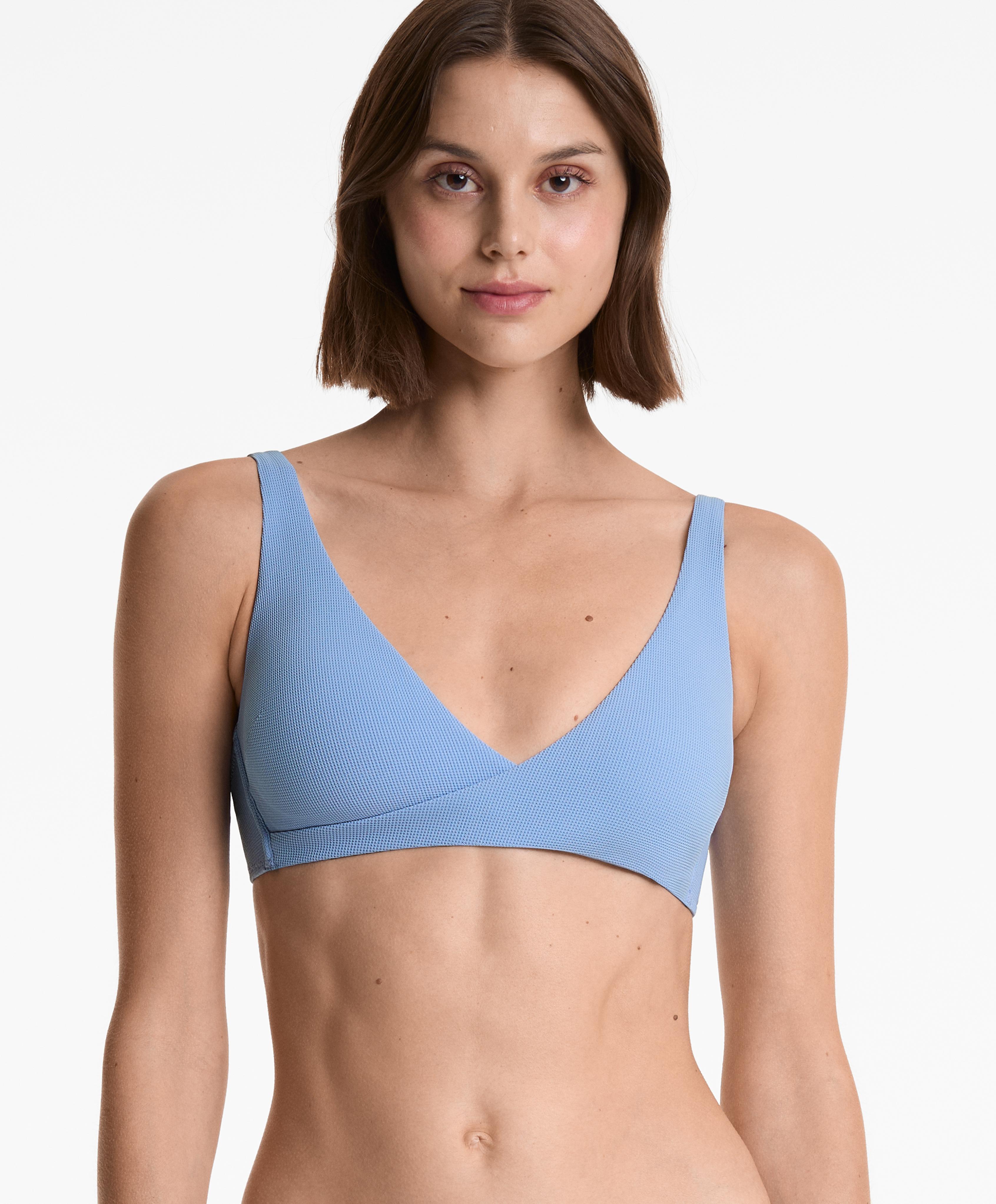 Piqué crossover halter bikini top