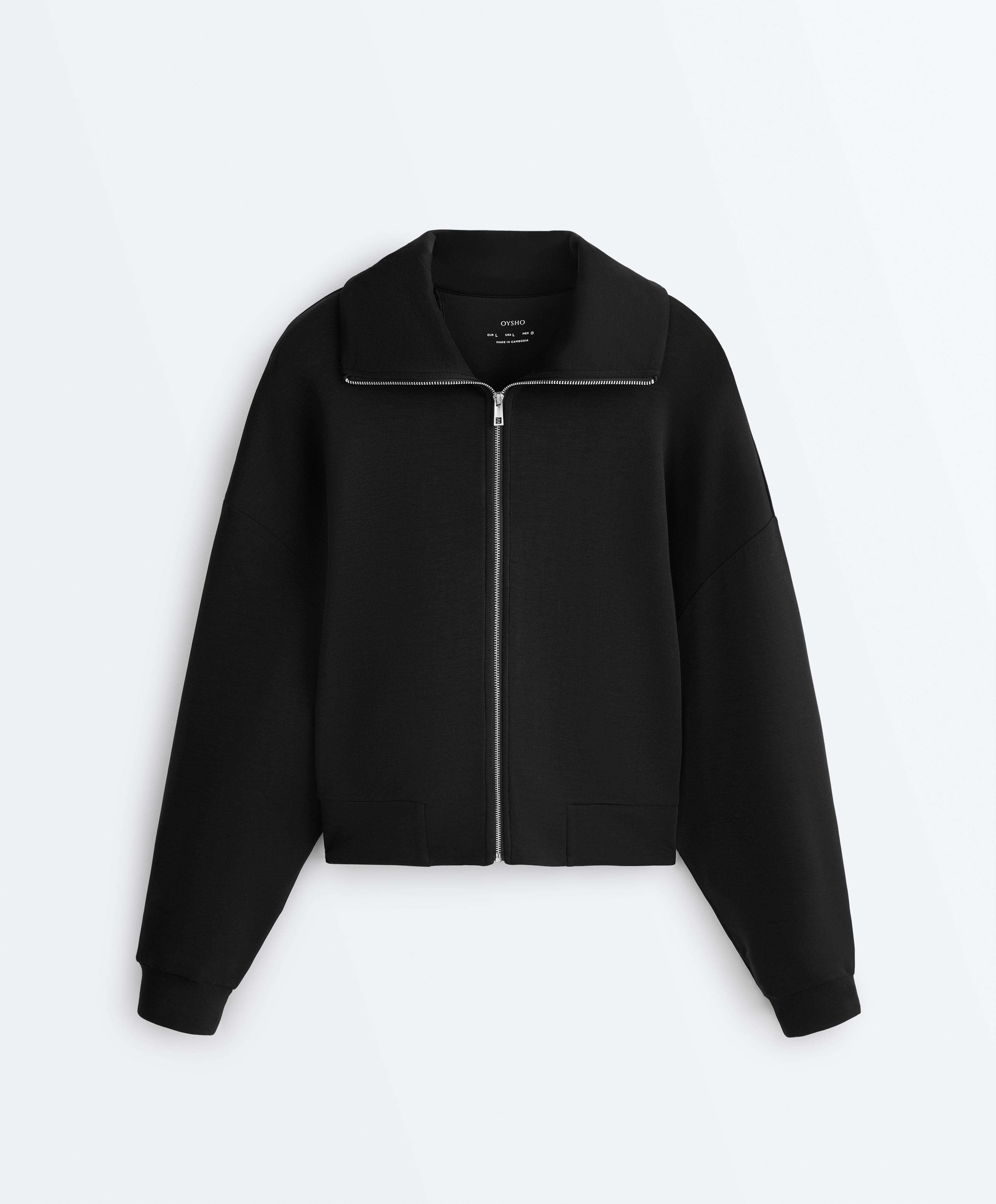 Boxy jacket with soft-touch modal — BLACK
