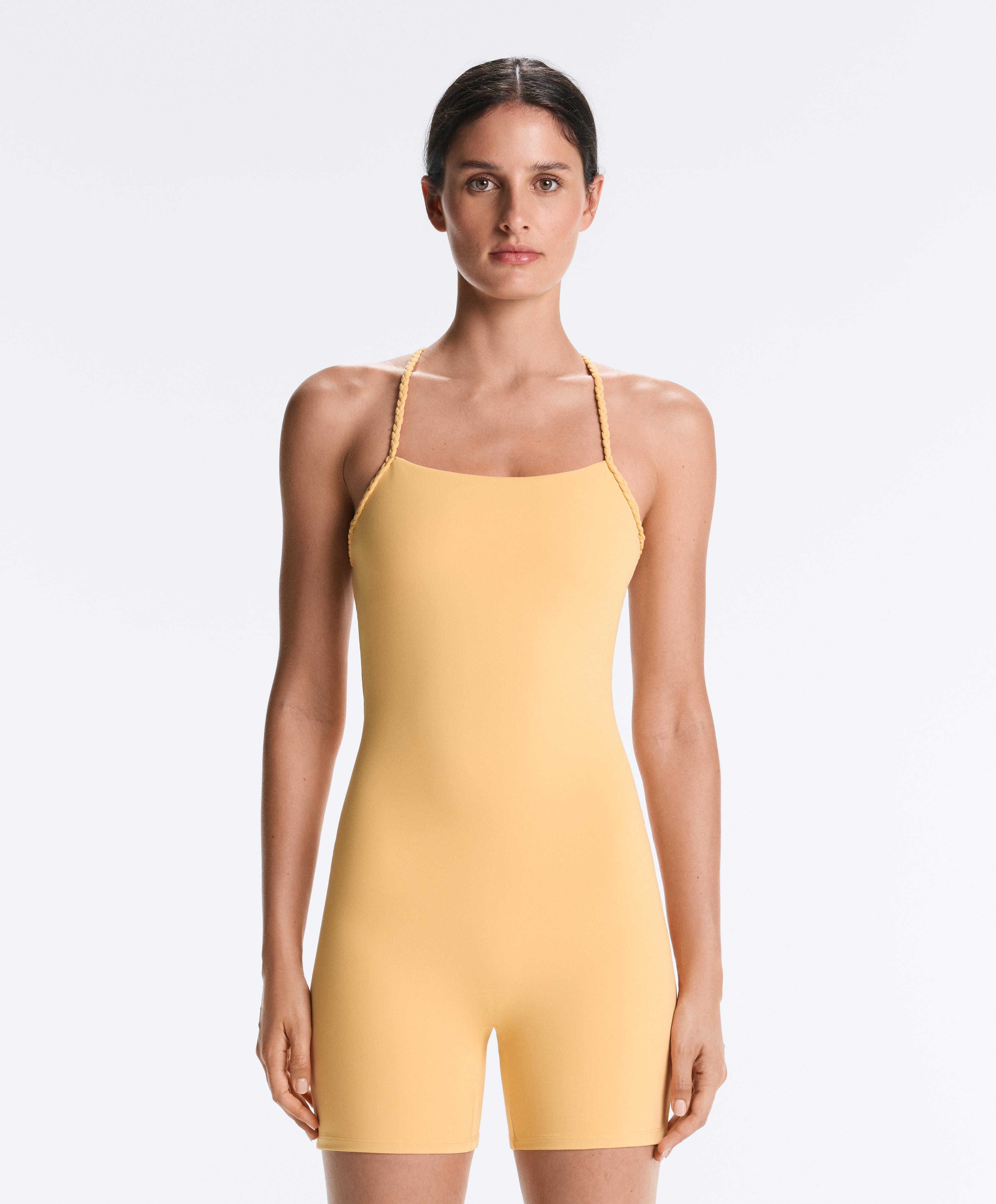 Comfortlux braided short jumpsuit — BURNT YELLOW