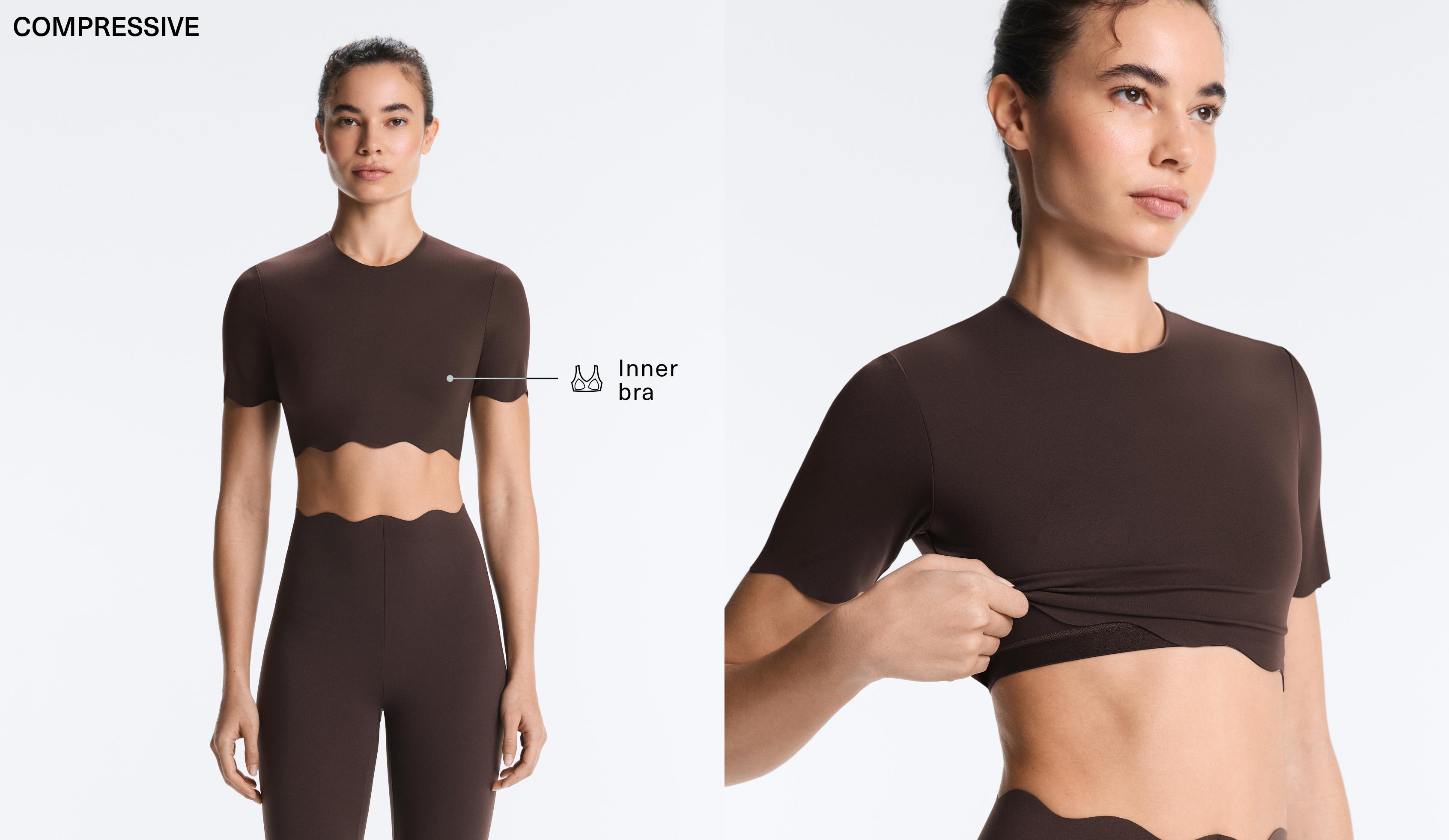 Wavy Compressive Tank Top — DARK REDDISH‑BROWN