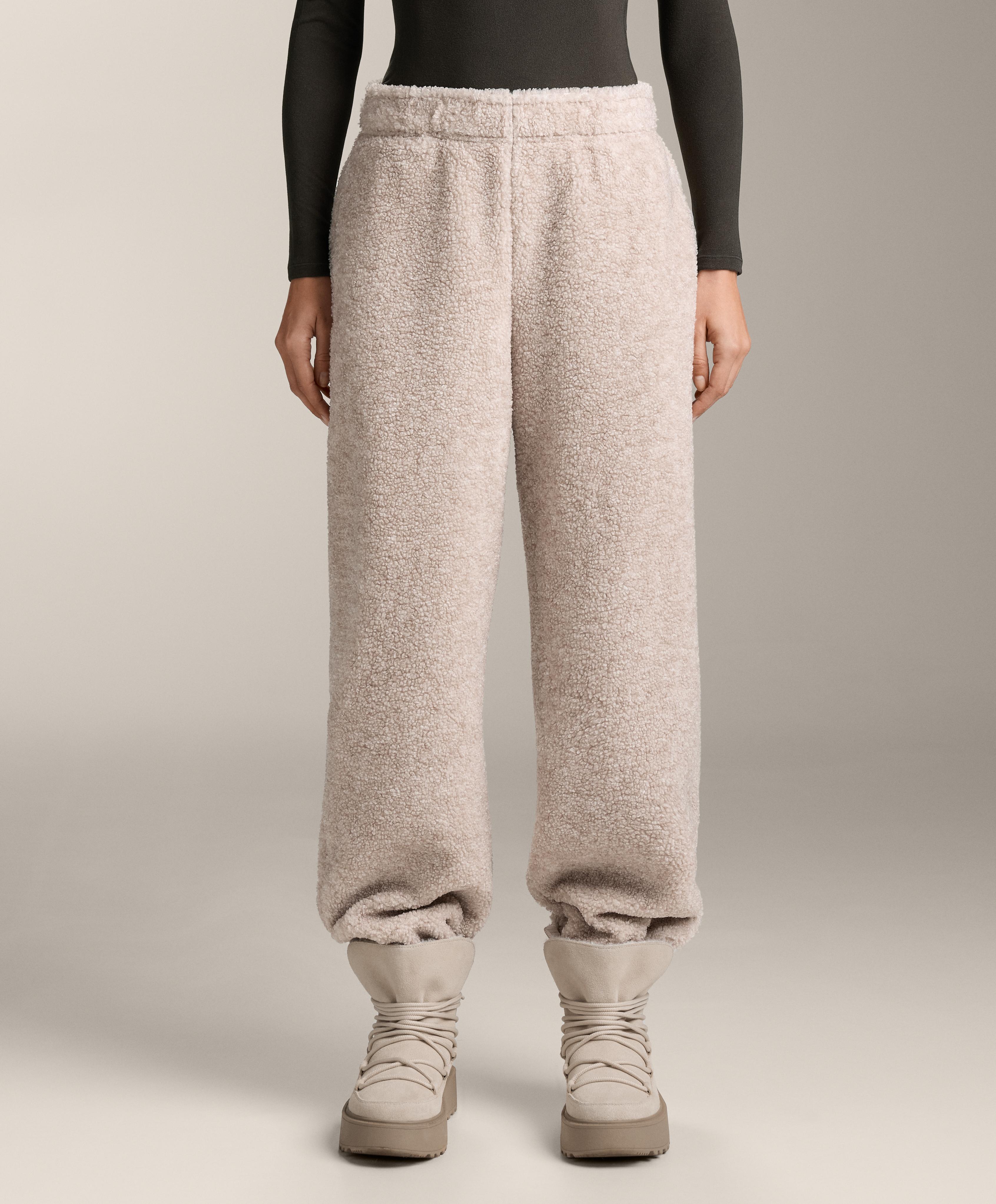 Lightweight faux-shearling jogging trousers