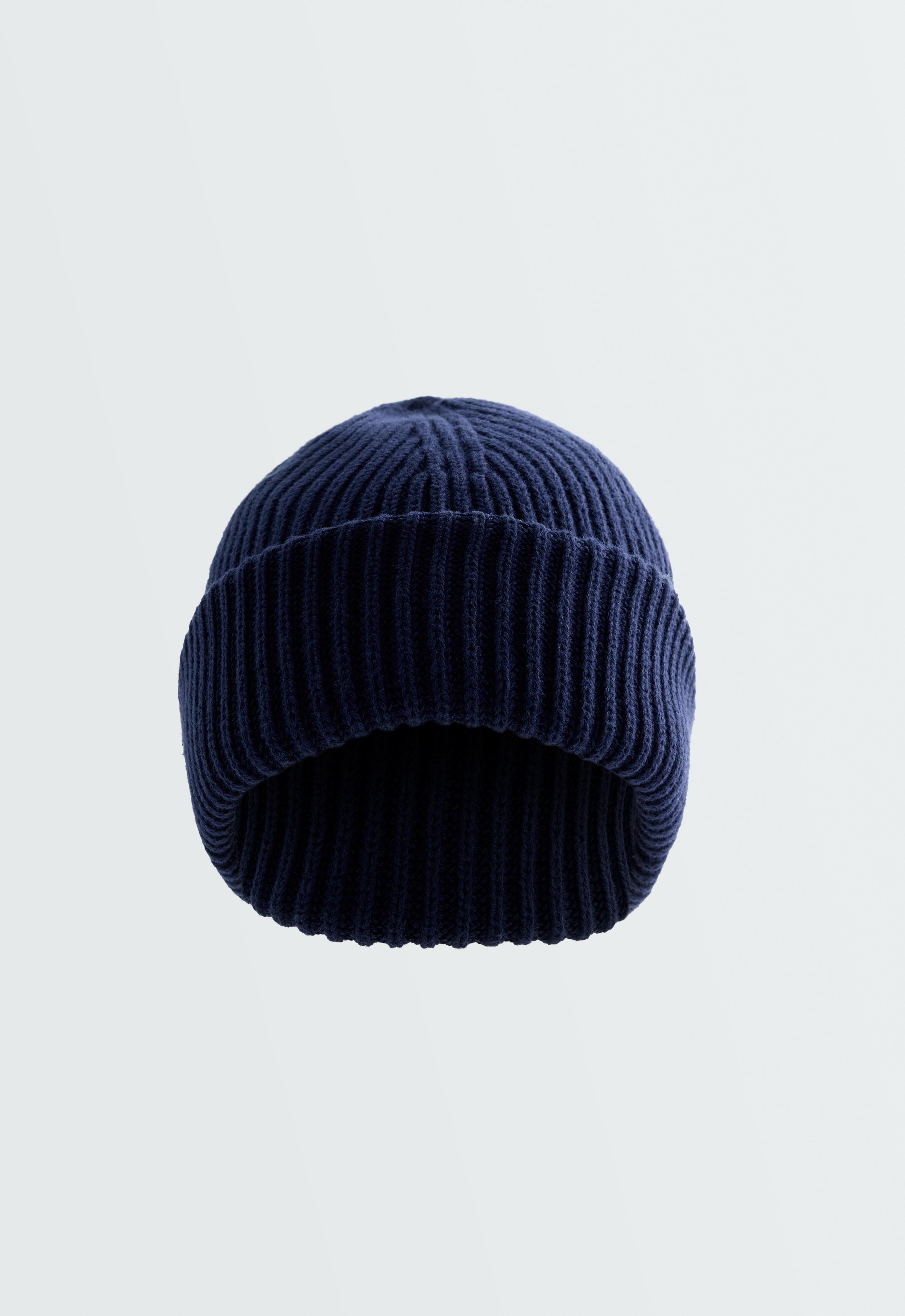 100% cotton ribbed beanie — NAVY BLUE