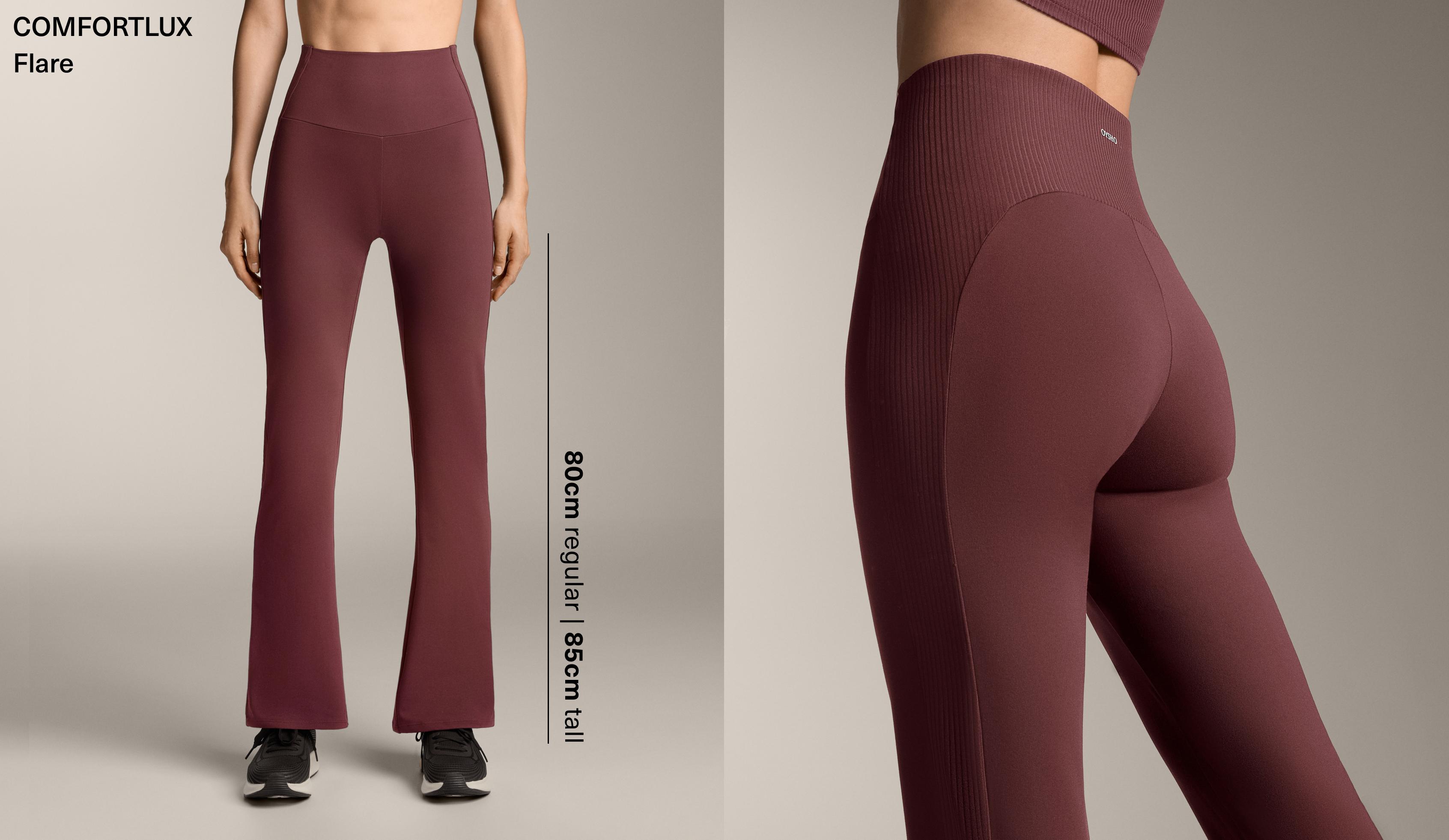 High-rise Comfortlux rib flare trousers — MAROON