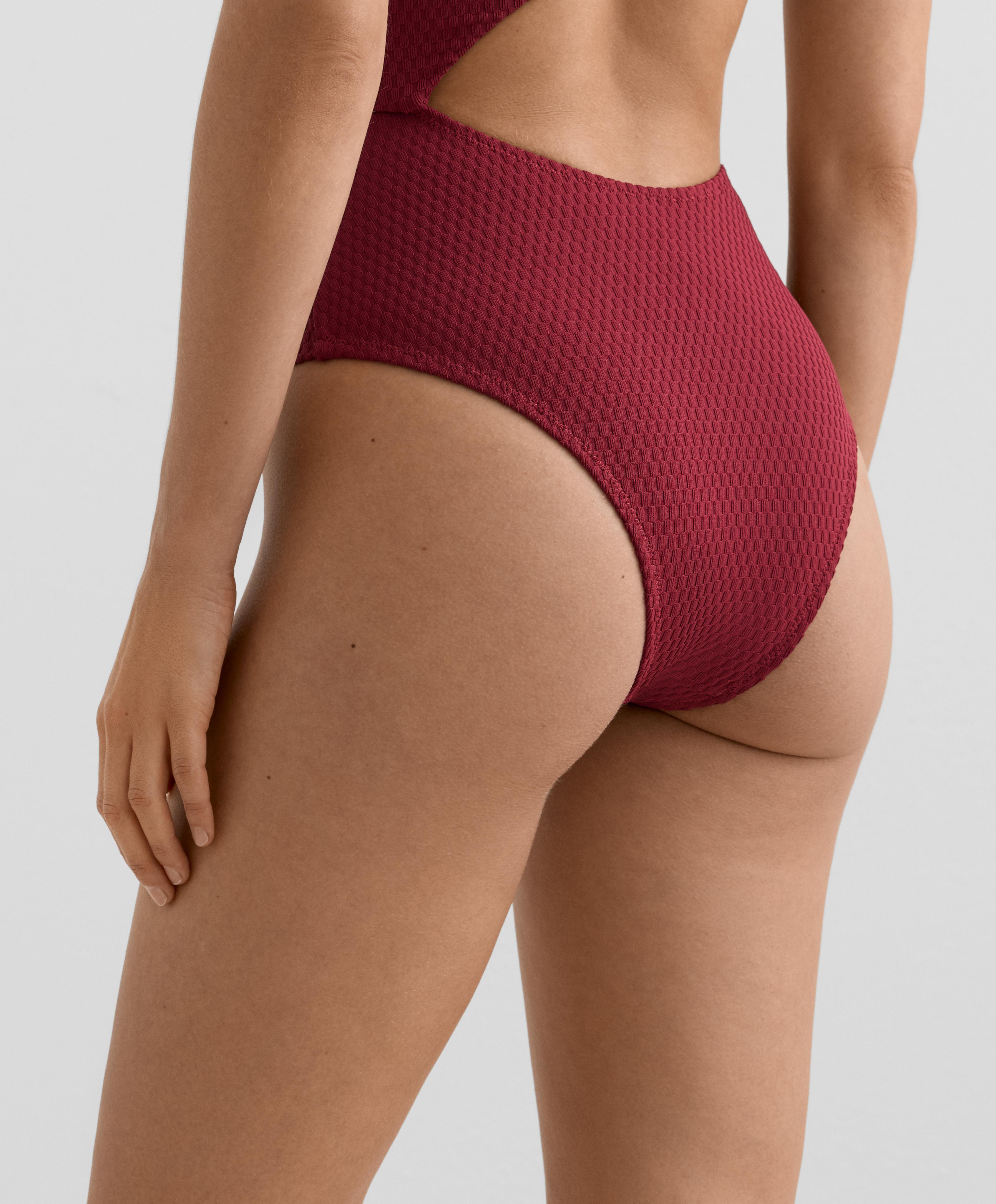Mini check jacquard asymmetric trikini — PALE PLUM