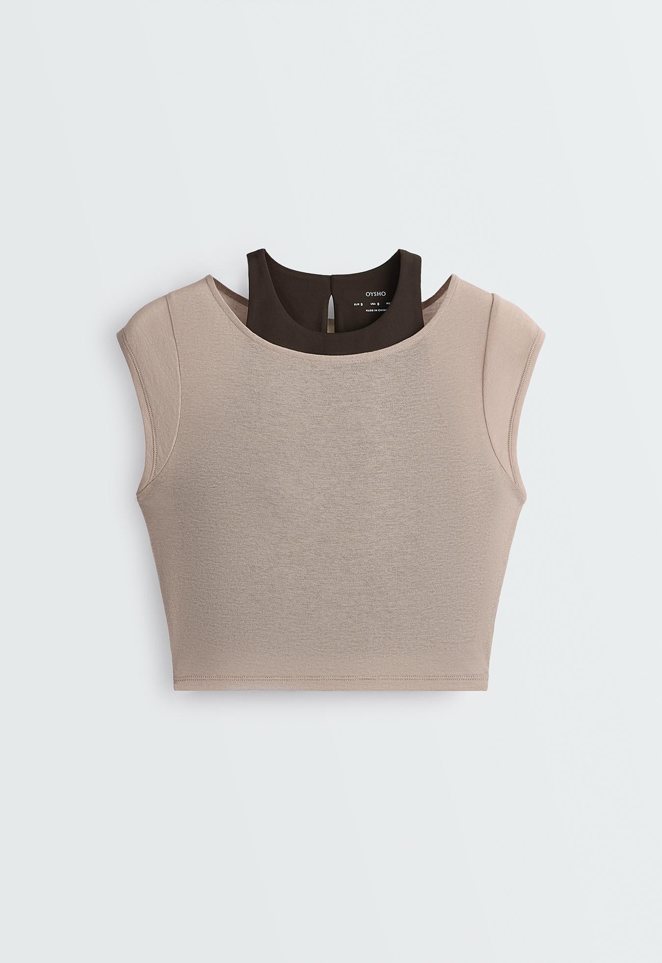 Comfortlux contrast overlay tank top — LIGHT STONE