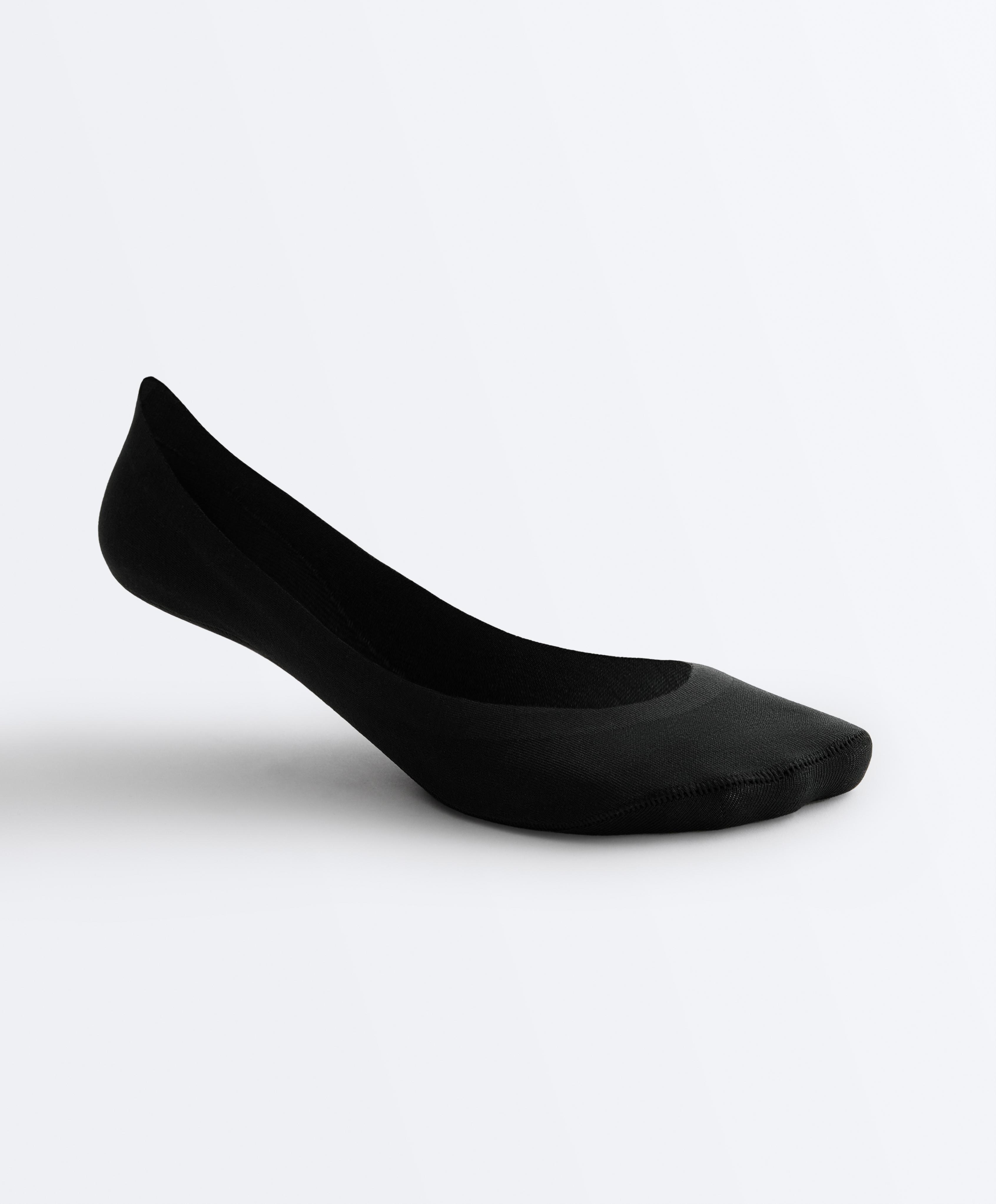 2 pairs of low-cut cotton blend invisible socks — BLACK