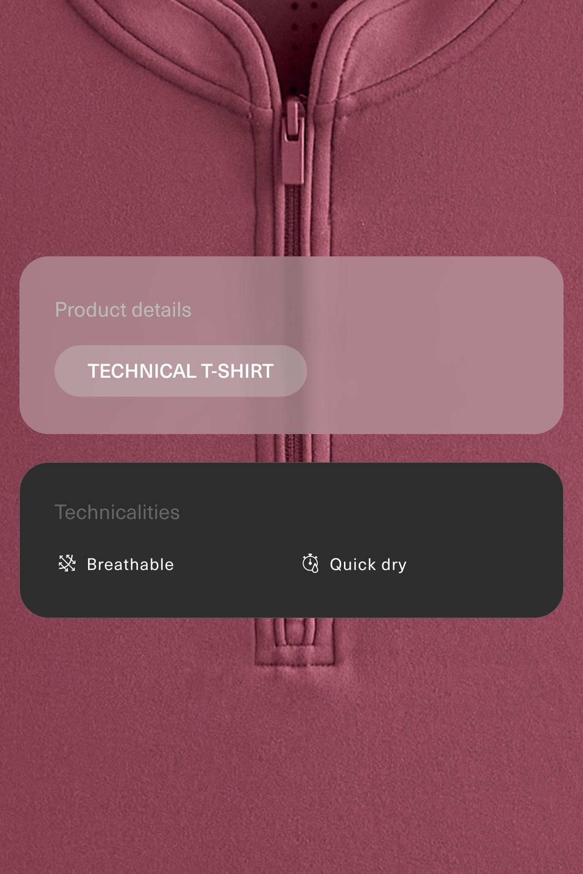 Technical sleeveless T-shirt with half zip — DUSTY ROSETTE