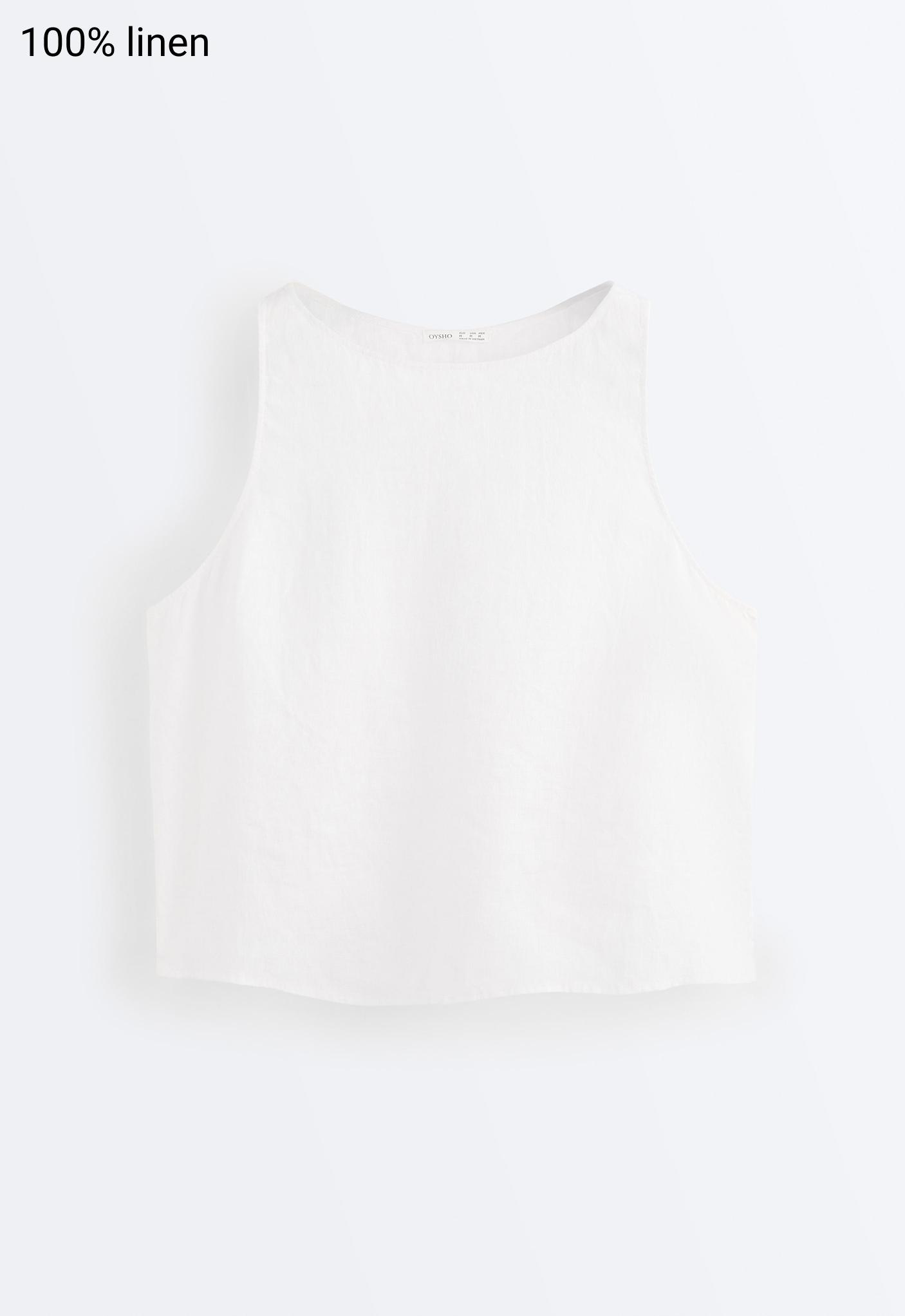 100% linen boxy top — WHITE 