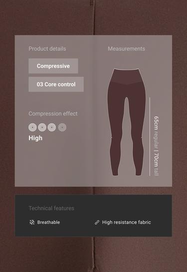 Ankle-length high rise Compressive core control leggings — BROWN 2