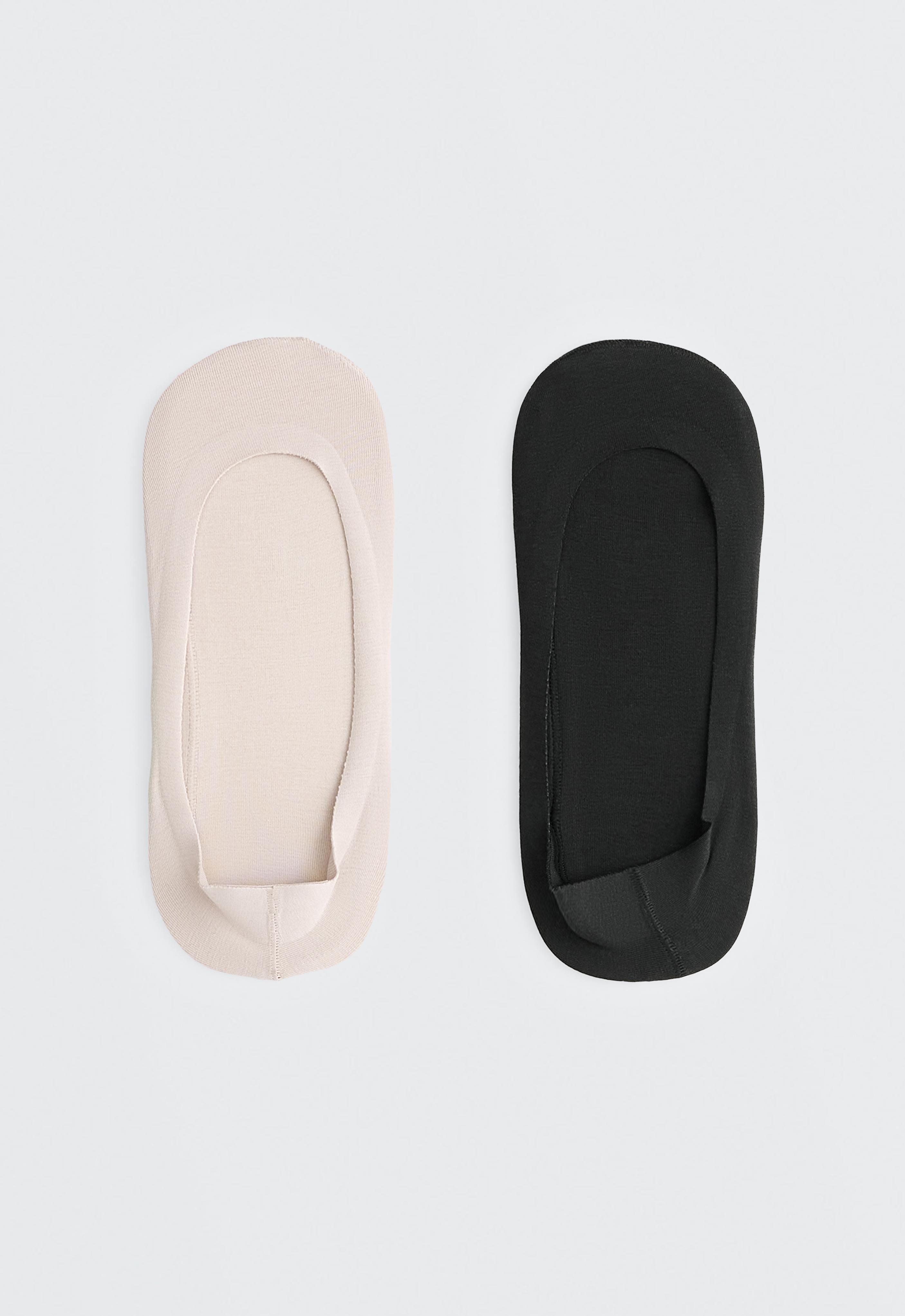 2 pairs of low-cut cotton blend invisible socks — BLACK