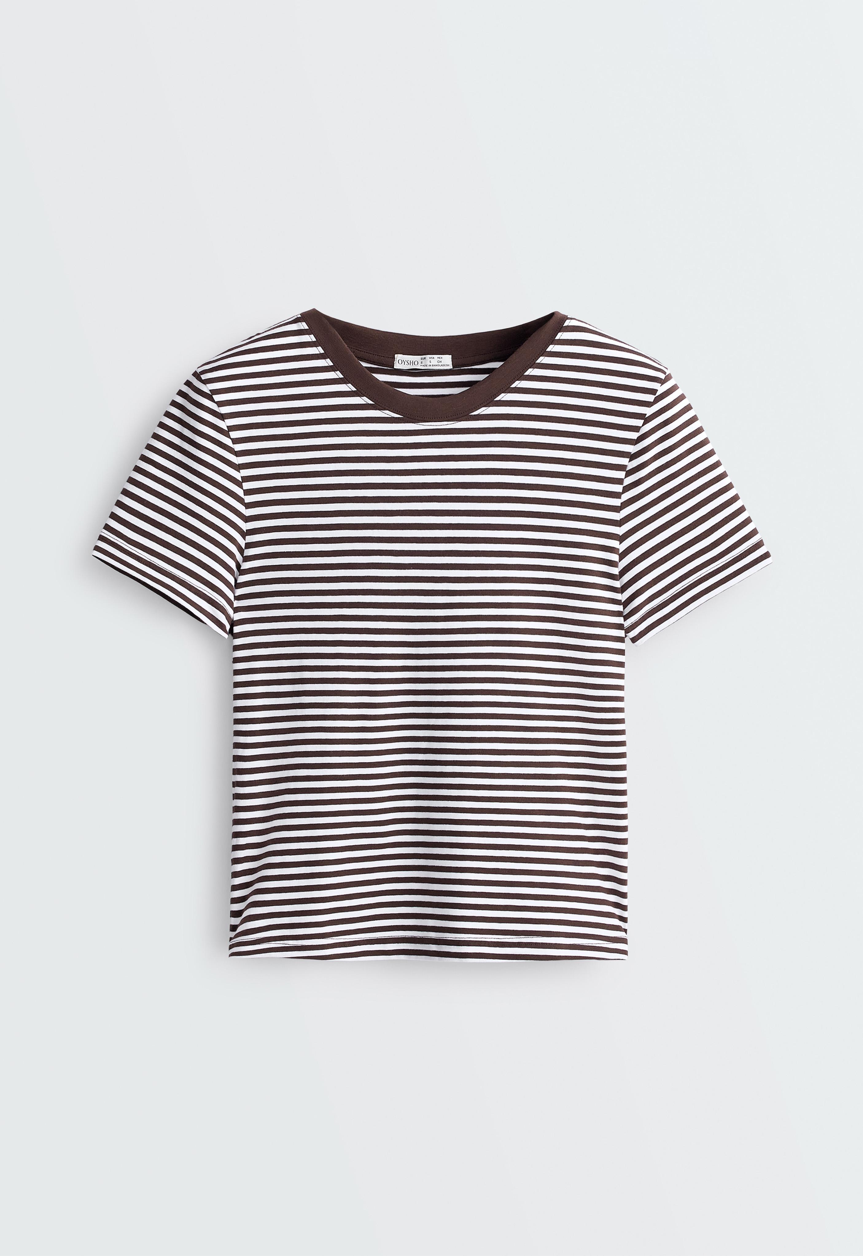 Regulär geschnittenes gestreiftes Shirt aus Baumwollmix