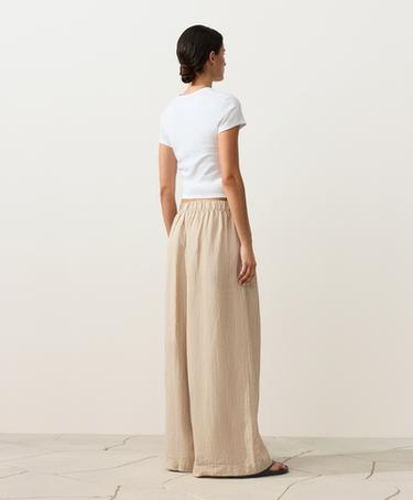 100% linen wide-leg striped trousers — SANDY           7