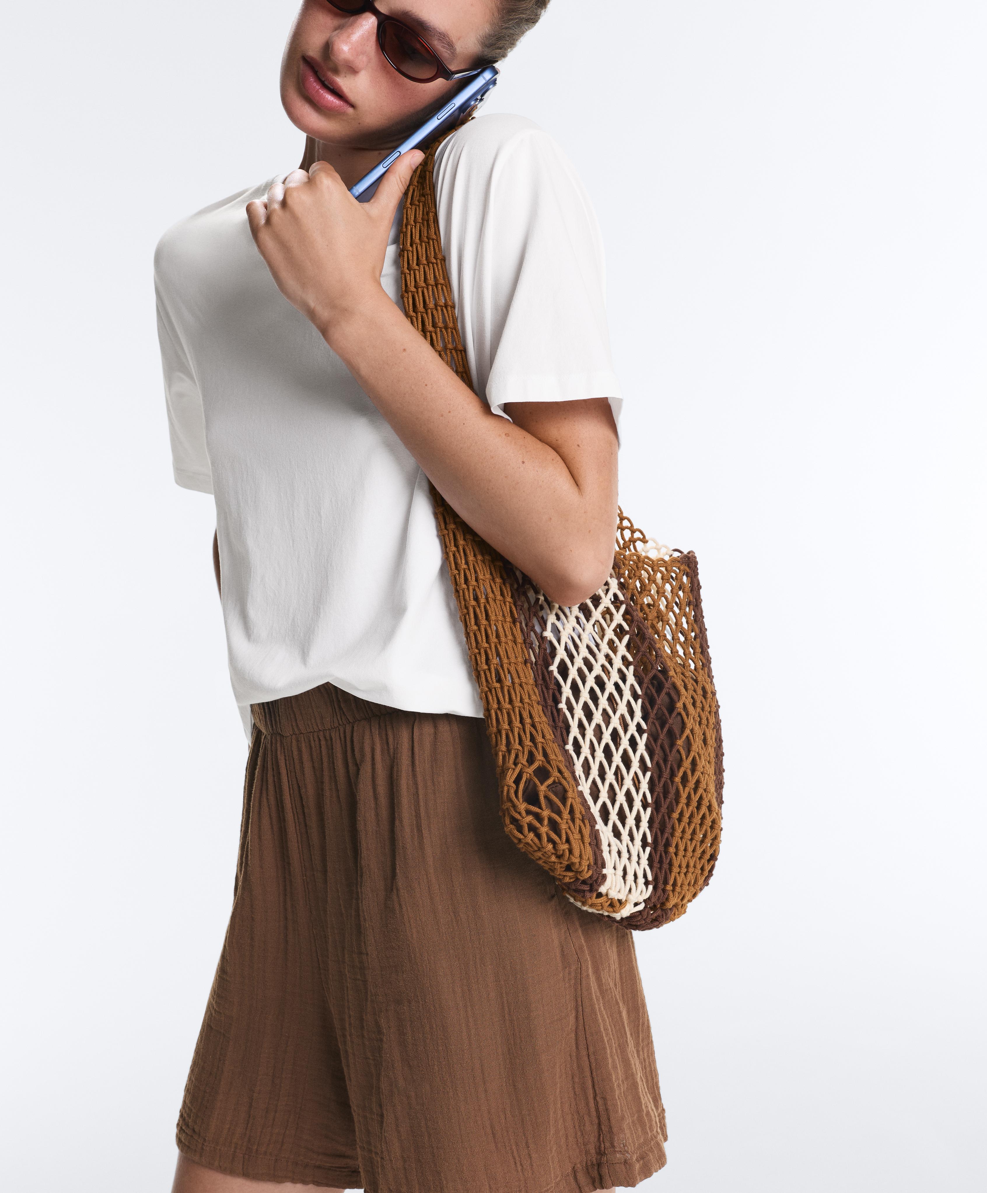 Striped mesh bag — TOFFEE