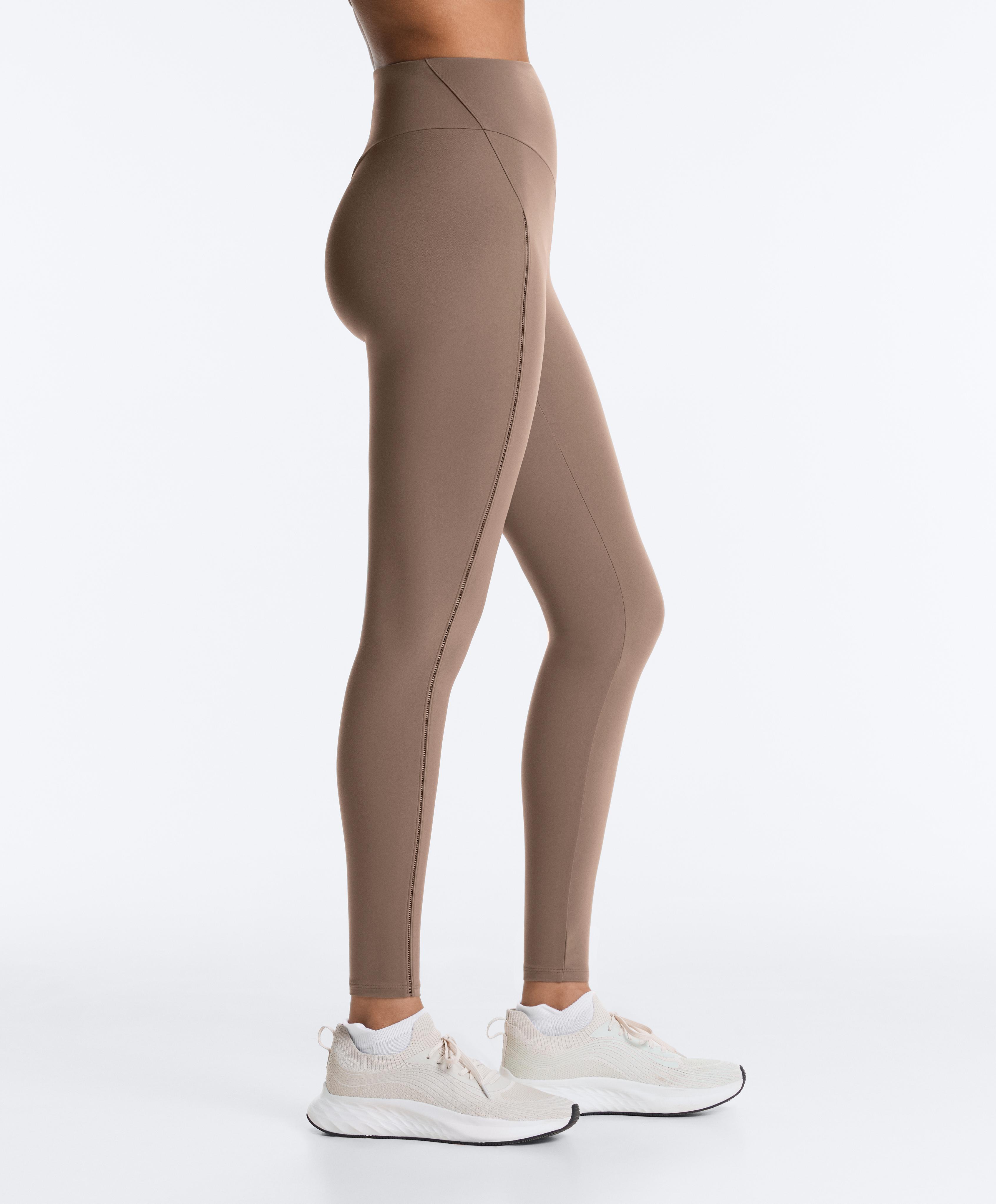 Comfortlux high-rise hemstitch ankle-length leggings — MINK