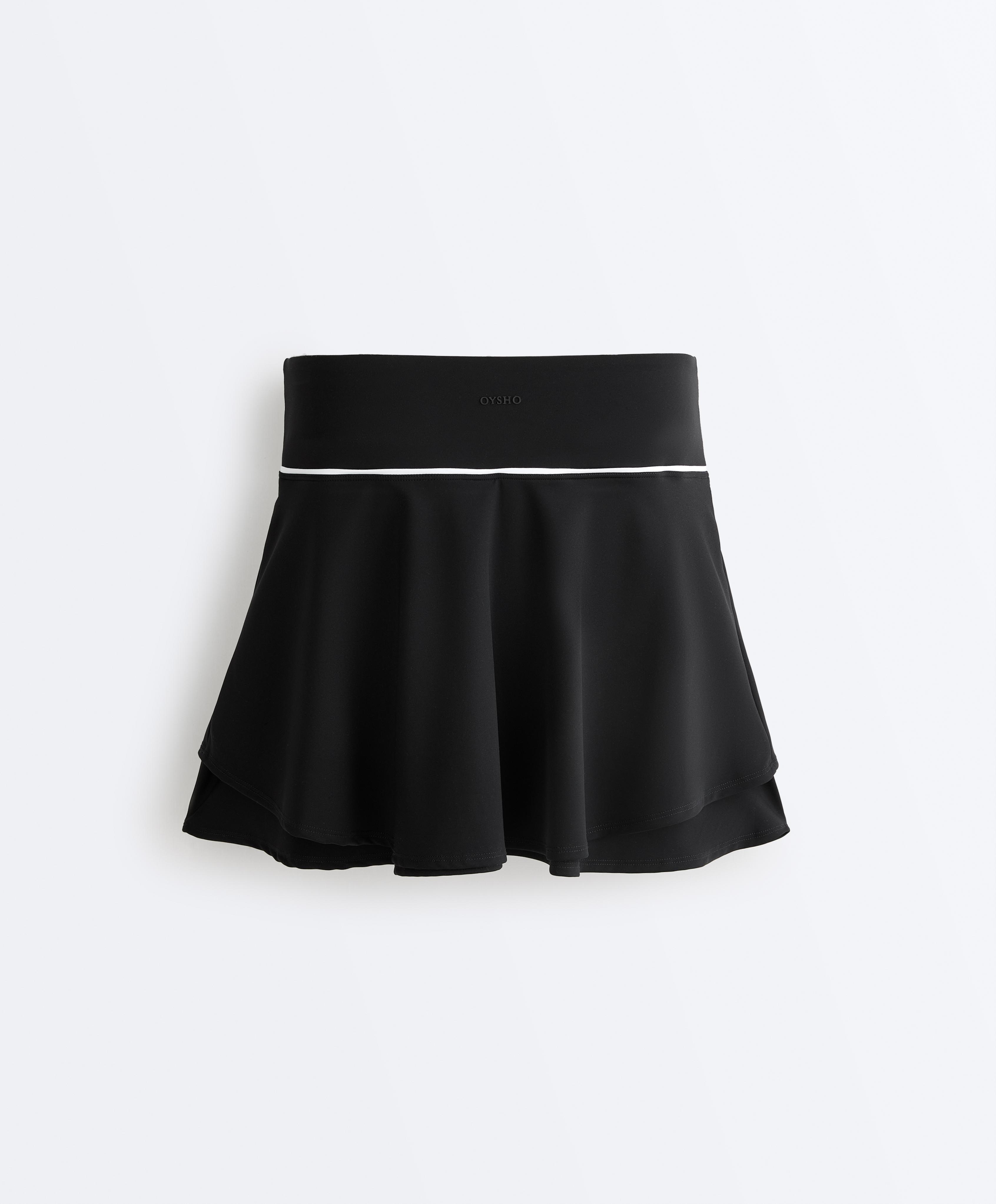 Double layer high rise short skirt — BLACK