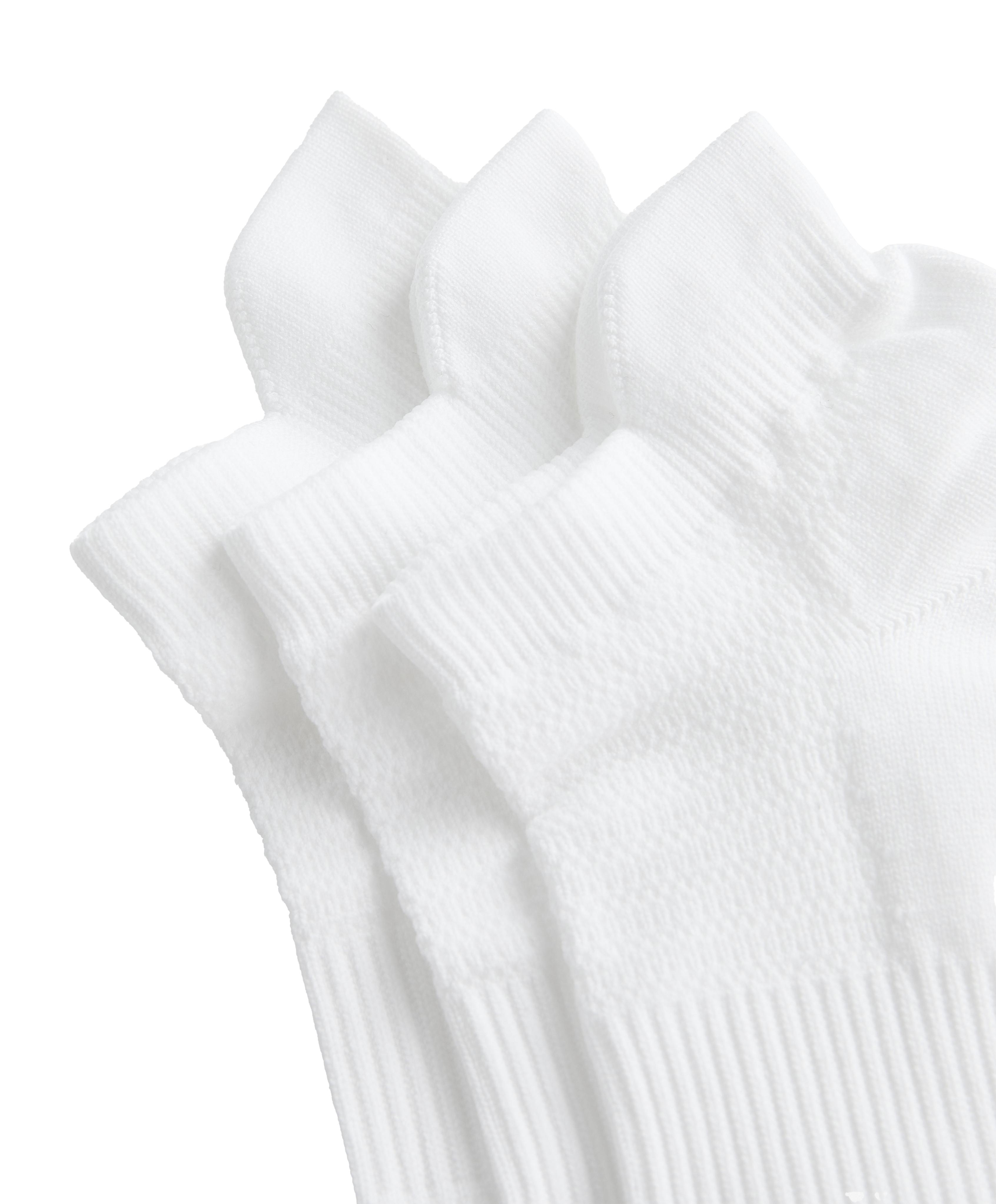 3 pairs of tab polyamide blend sports sneaker socks — WHITE