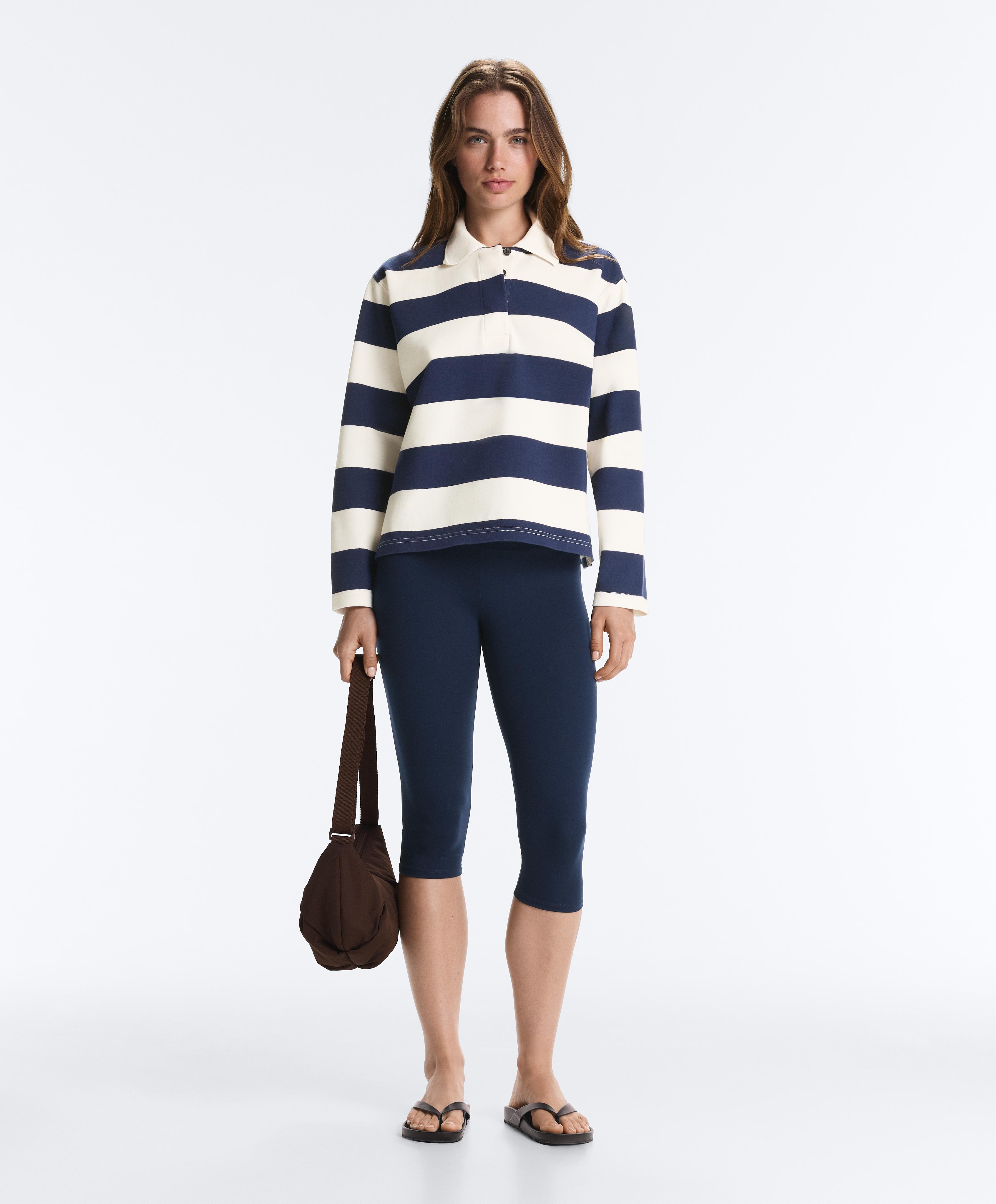 Jacquard cotton piqué polo shirt — NAVY BLUE